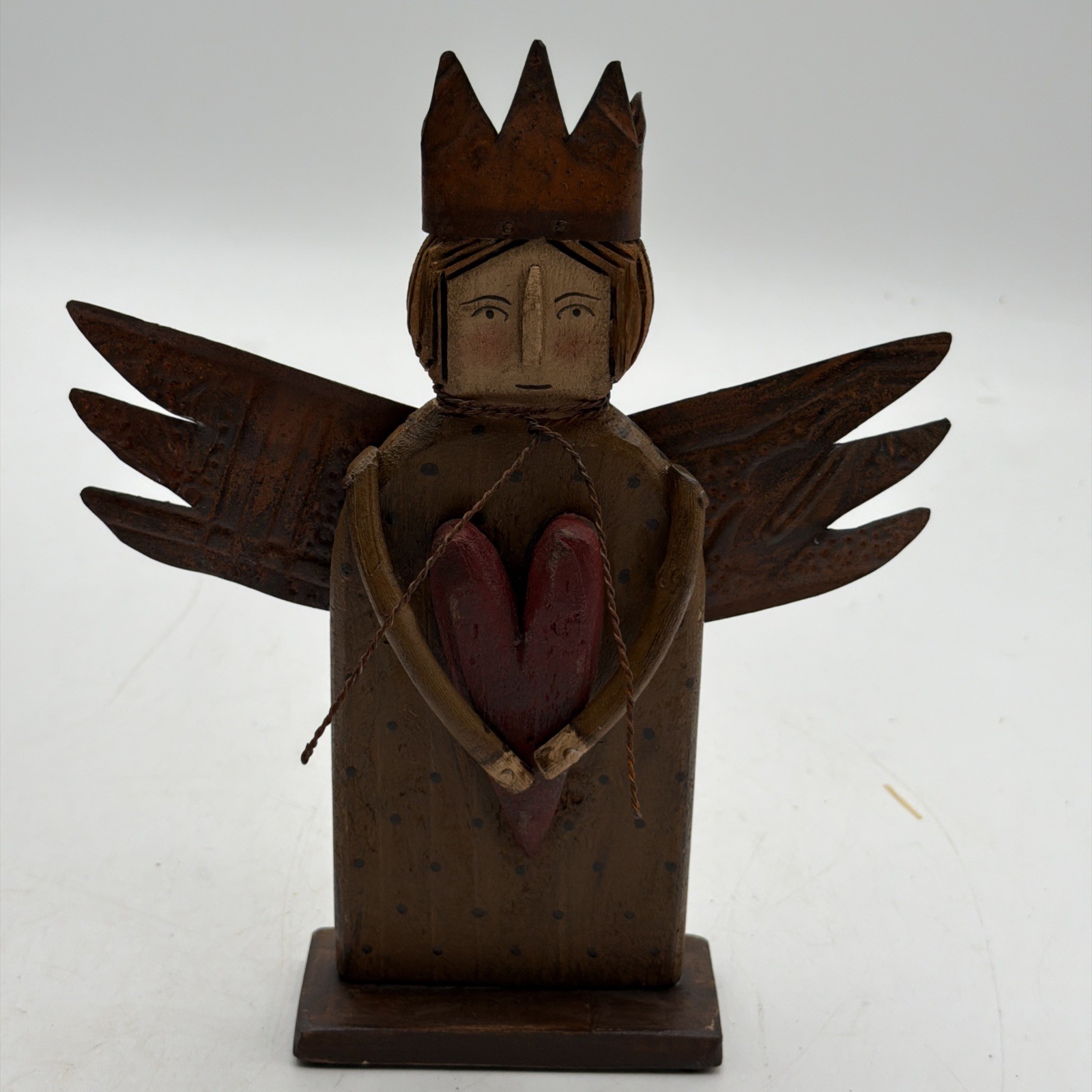Bobby Huffman Studio Hand Painted Carved Folk Art Wood Angel 2024