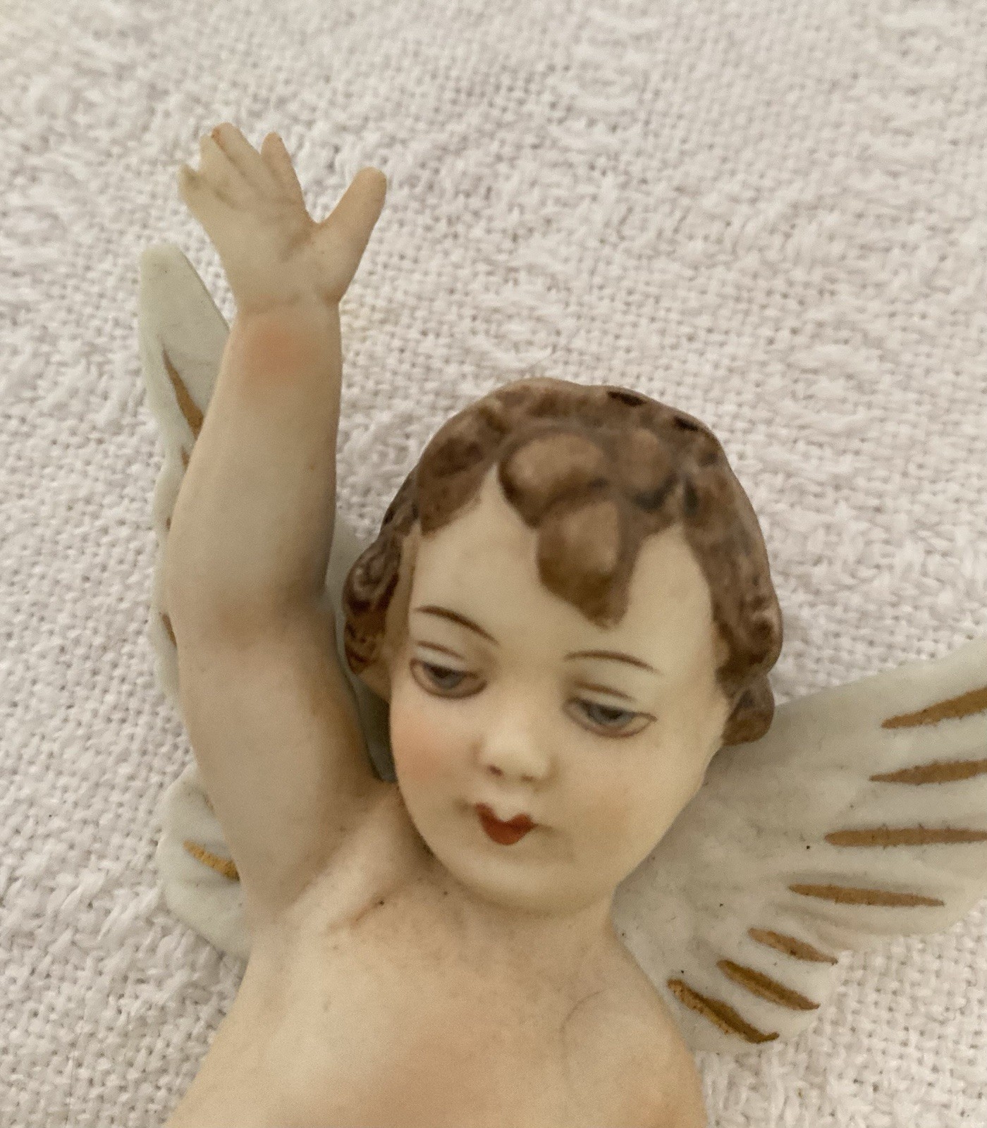 Antique German Angels Bisque Porcelain Pair, Ernst Bohne & Söhne Marked No Chips