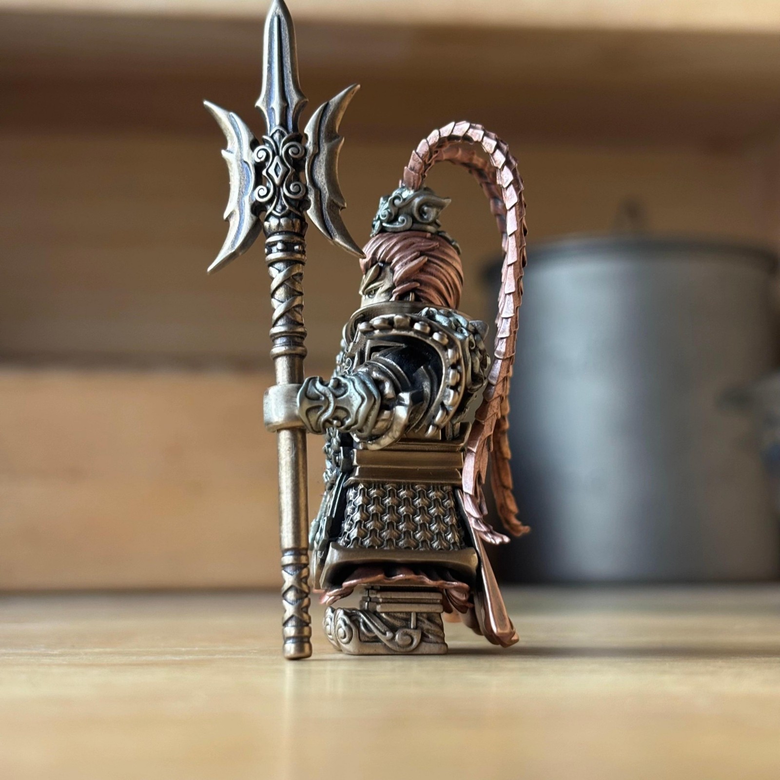 Brass Lü Bu Figurine Three Kingdoms General Magnetic Assembly