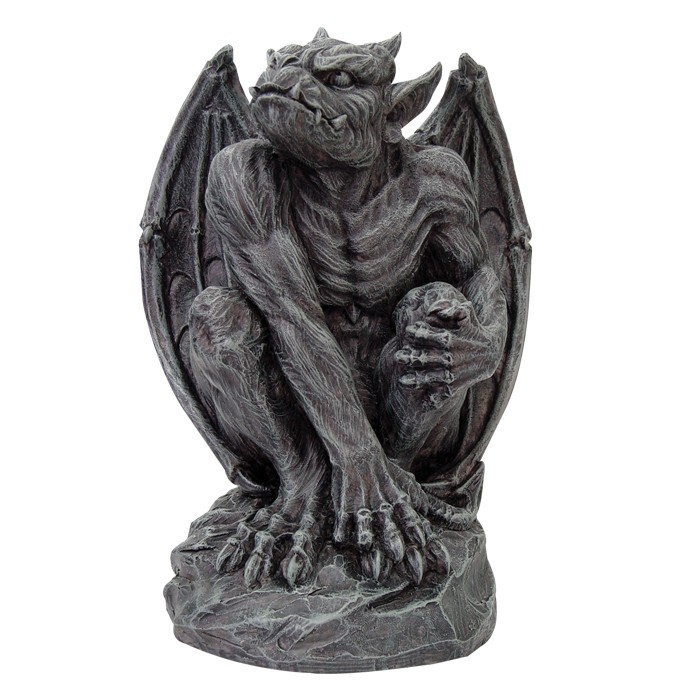 Gray Stone Gargoyle Statue Resin Winged Protector Gothic Home Decor Cold Cast