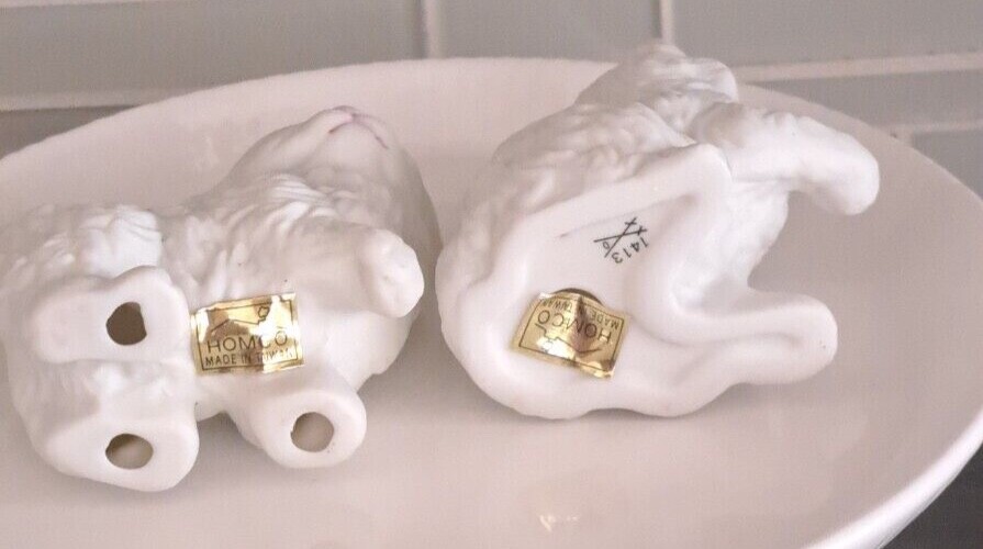 Vintage Homco Set Of White Ceramic Persian Cat Kittens, Blue Eyes 1413 Blue eyes