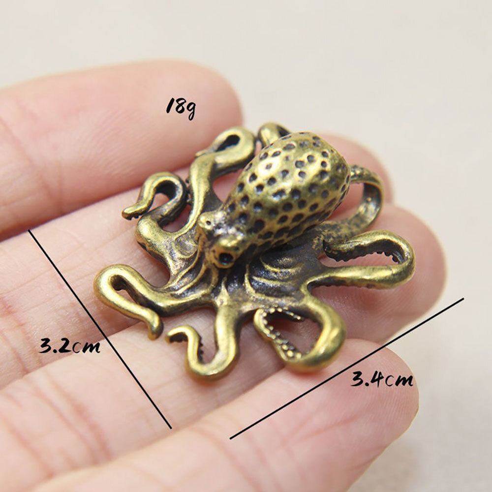 1Pc Brass Octopus Figurine Mini Statue Home Decoration Animal Figurines Gifts US