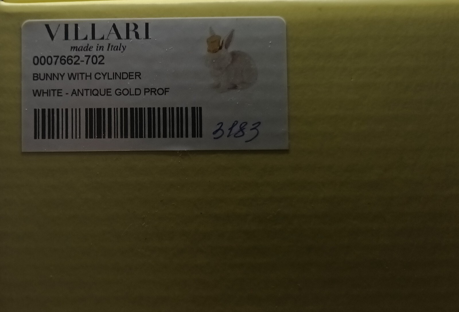 Villari antique gold bunny with cylinder