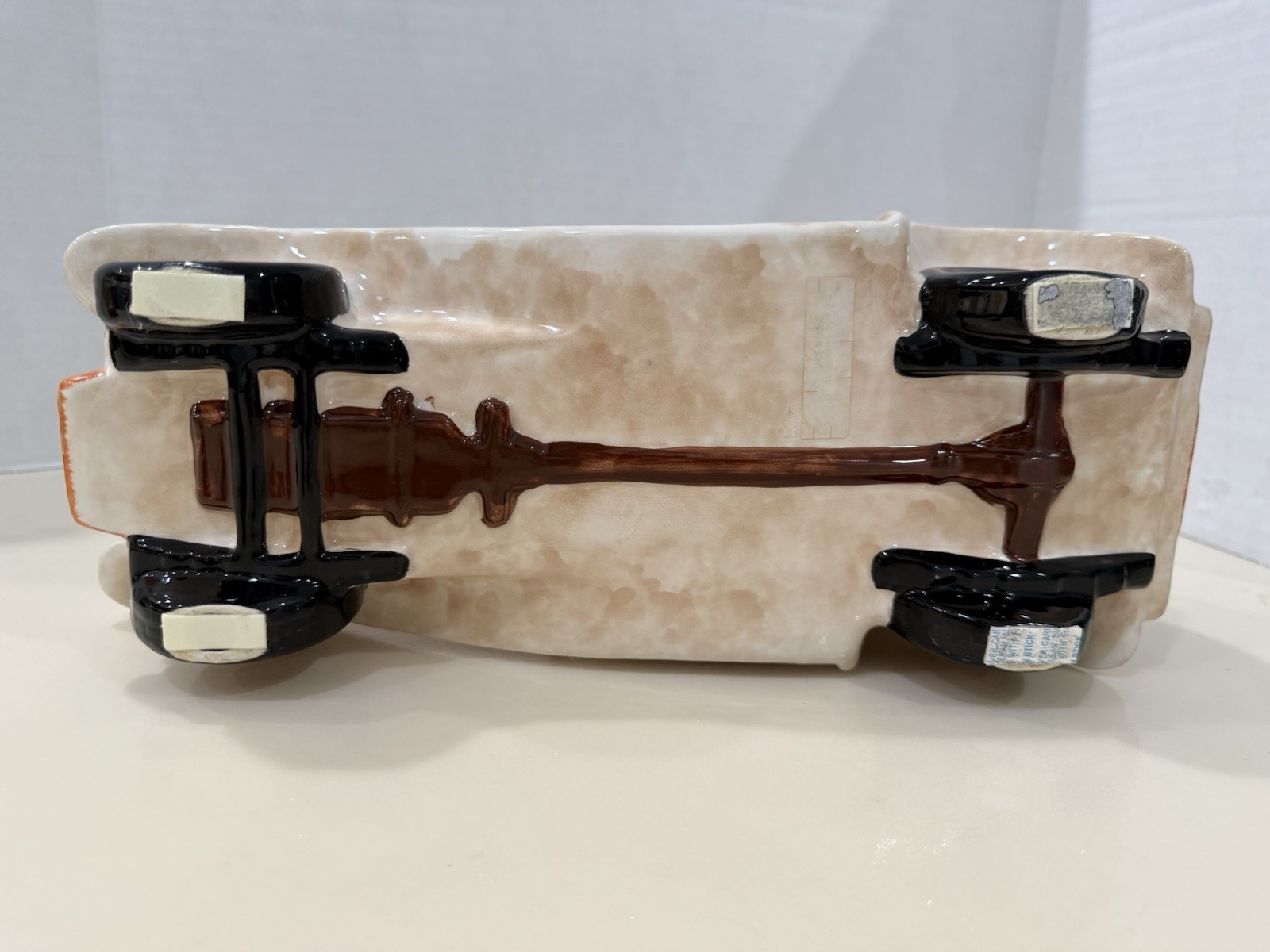 Vintage Hand-Painted Ceramic Car Sculpture Italian Café Bistro Scene Décor