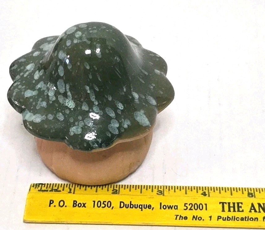 3 Glazed Ceramic Mushrooms 5″ x 3″ Drip Pottery Garden Statues Fungi Decor