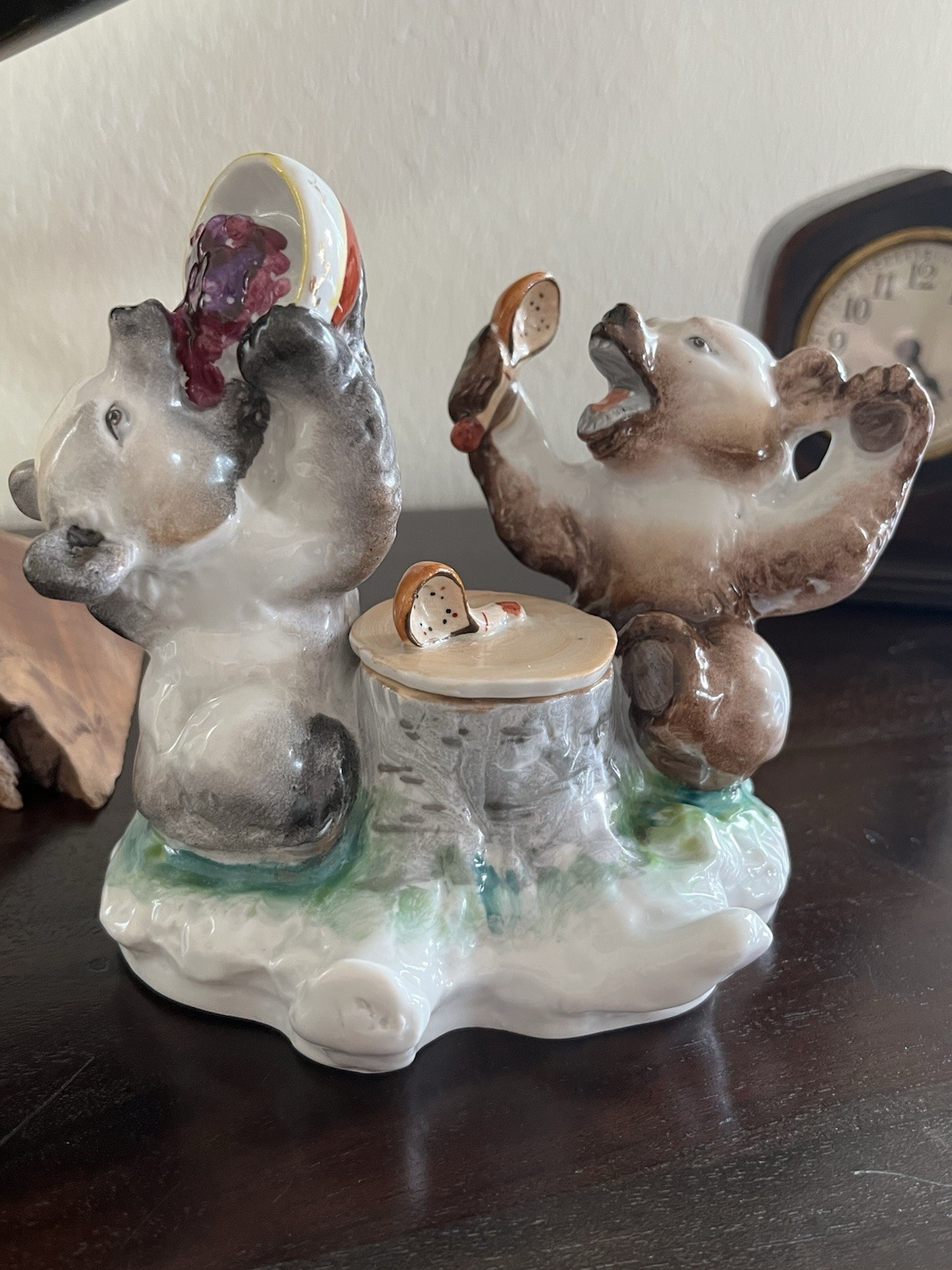 Vintage 1950’s Lomonosov Russian USSR Porcelain Ink Well “Little Bears” LFZ