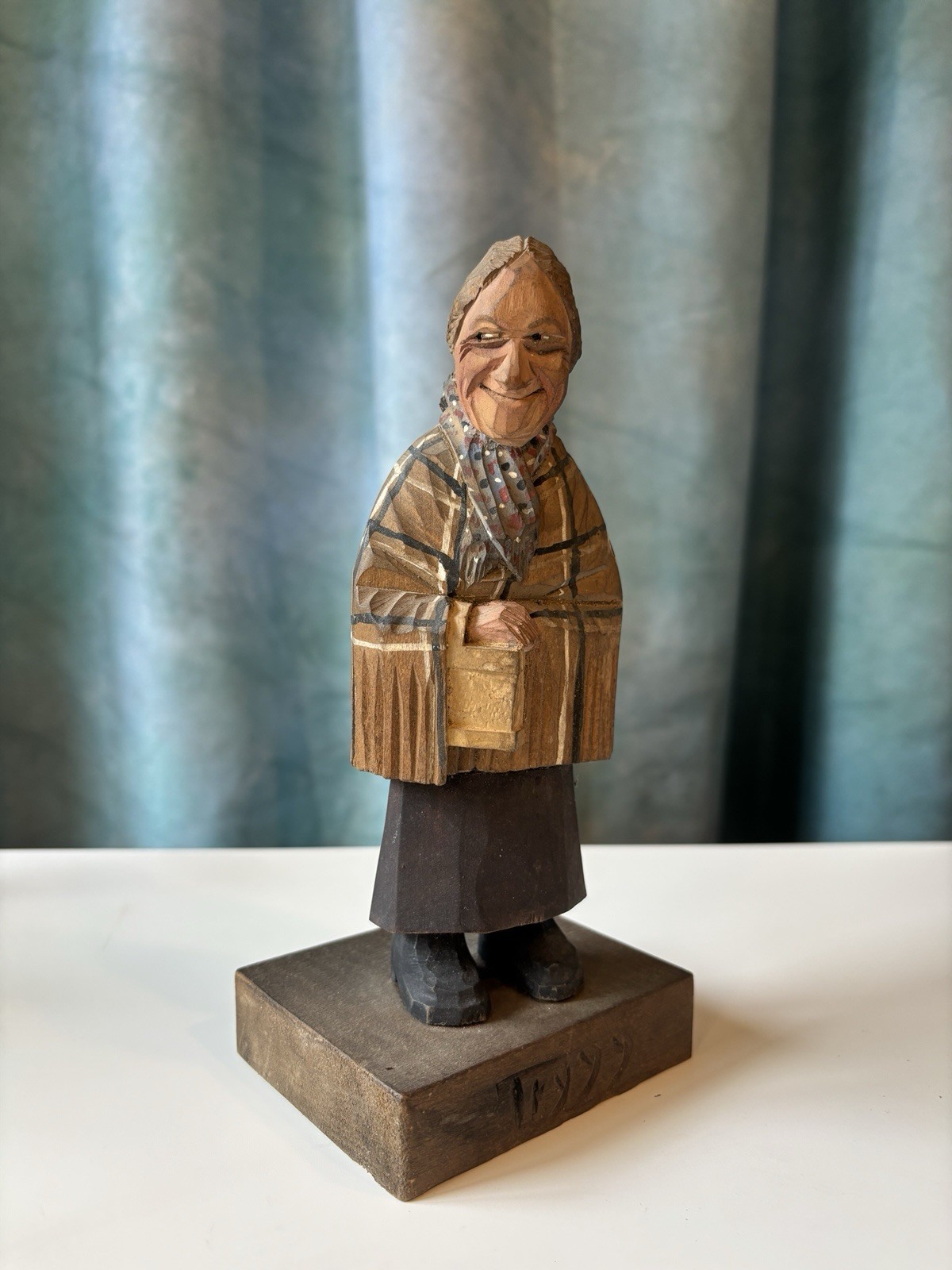 Vintage Carl Johan Trygg Hand Carved Elderly Woman Signed Figure Amazing Piece
