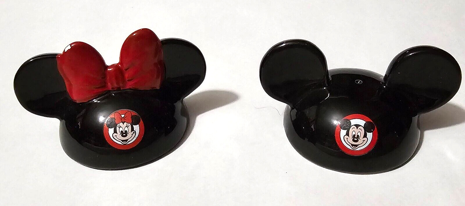 Vintage Ceramic Disney Mickey and Minnie Mouse Ears Salt & Pepper Shaker Set