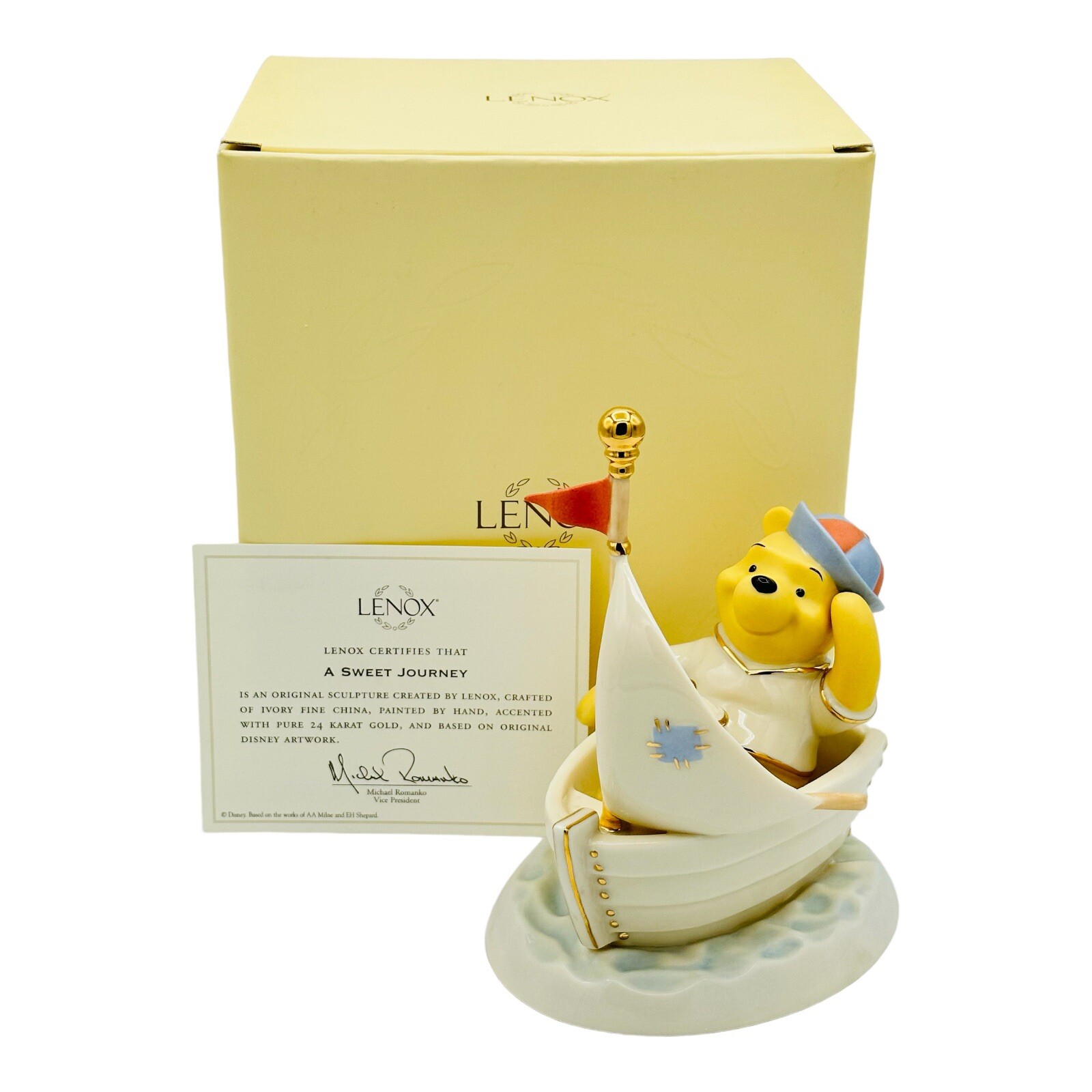Lenox Disney Showcase Winnie The Pooh A sweet Journey Figurine Sailboat NEW COA