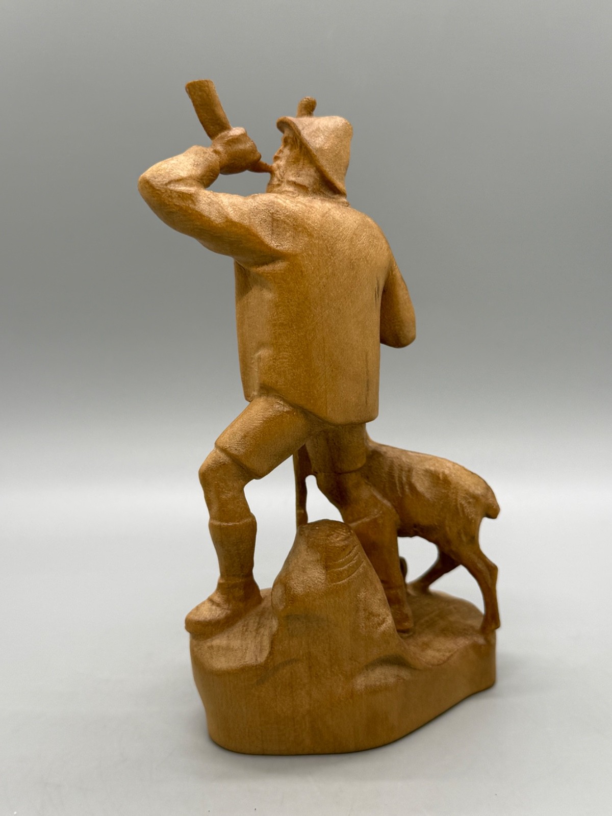 Vtg Switzerland Folk Art Shepherd Deer Wood Figurine Dobin Brienz 3855