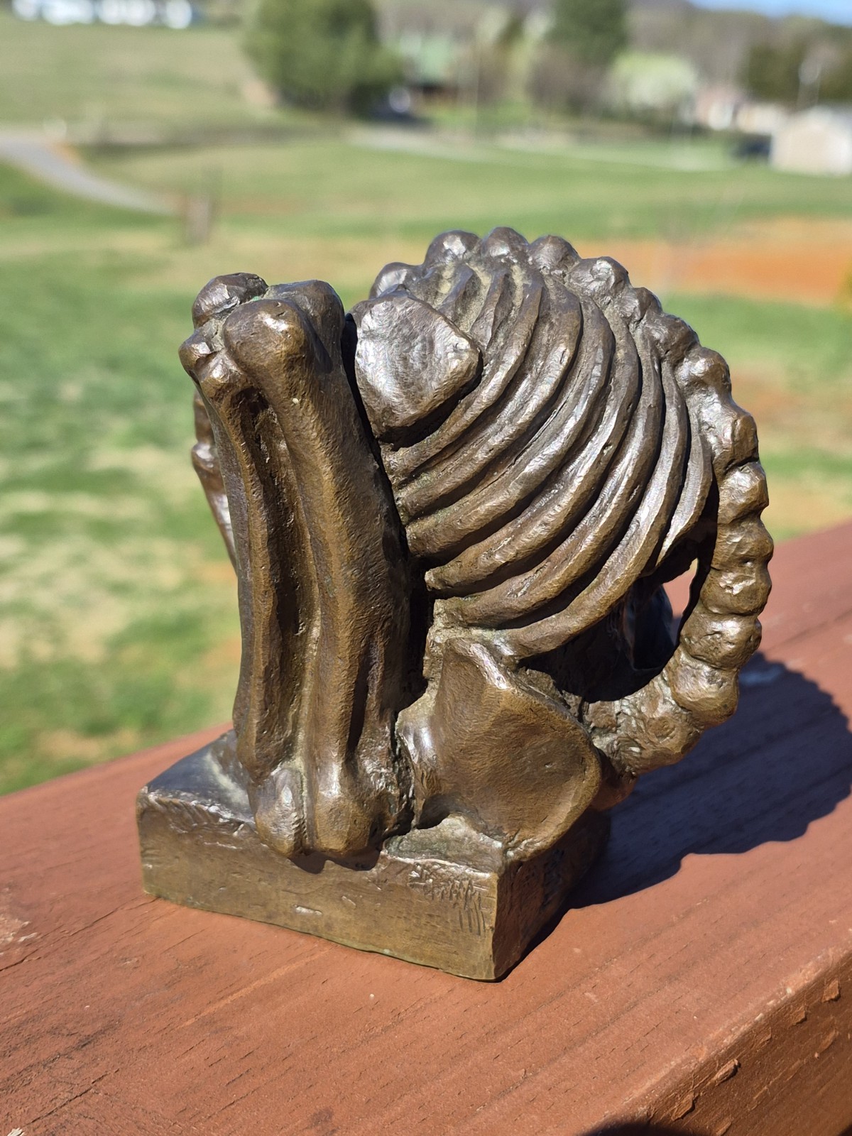 Small Surreal Bronze Sculpture Skeleton