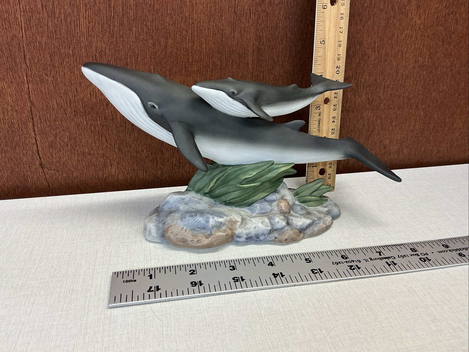 1995 Masterpiece Porcelain By Homco Endangered Species Fin Whales Mother & Calf