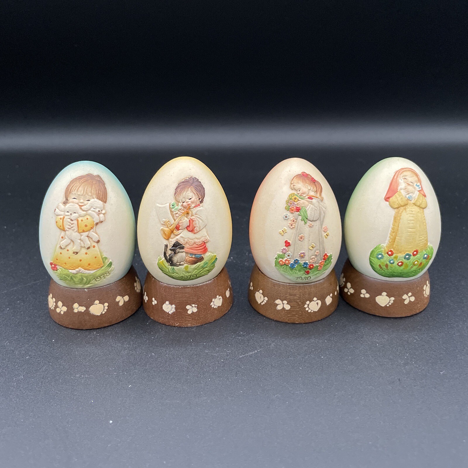 Vintage Anri Italy – Ferrandiz Annual Eggs – LOT of 4 – 1978, 1979, 1980, 1981