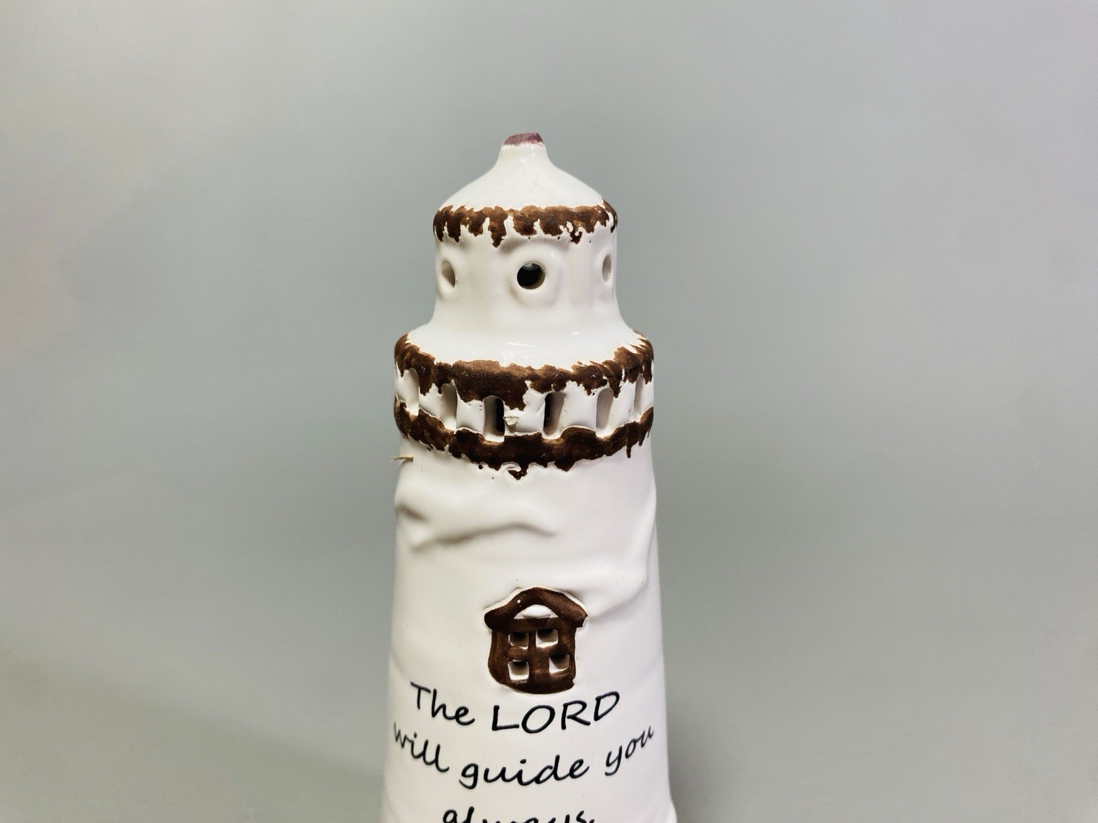 Ceramic Lighthouse Nighlight Christian Gift, Nautical Beach Decor Scripture 5.5″