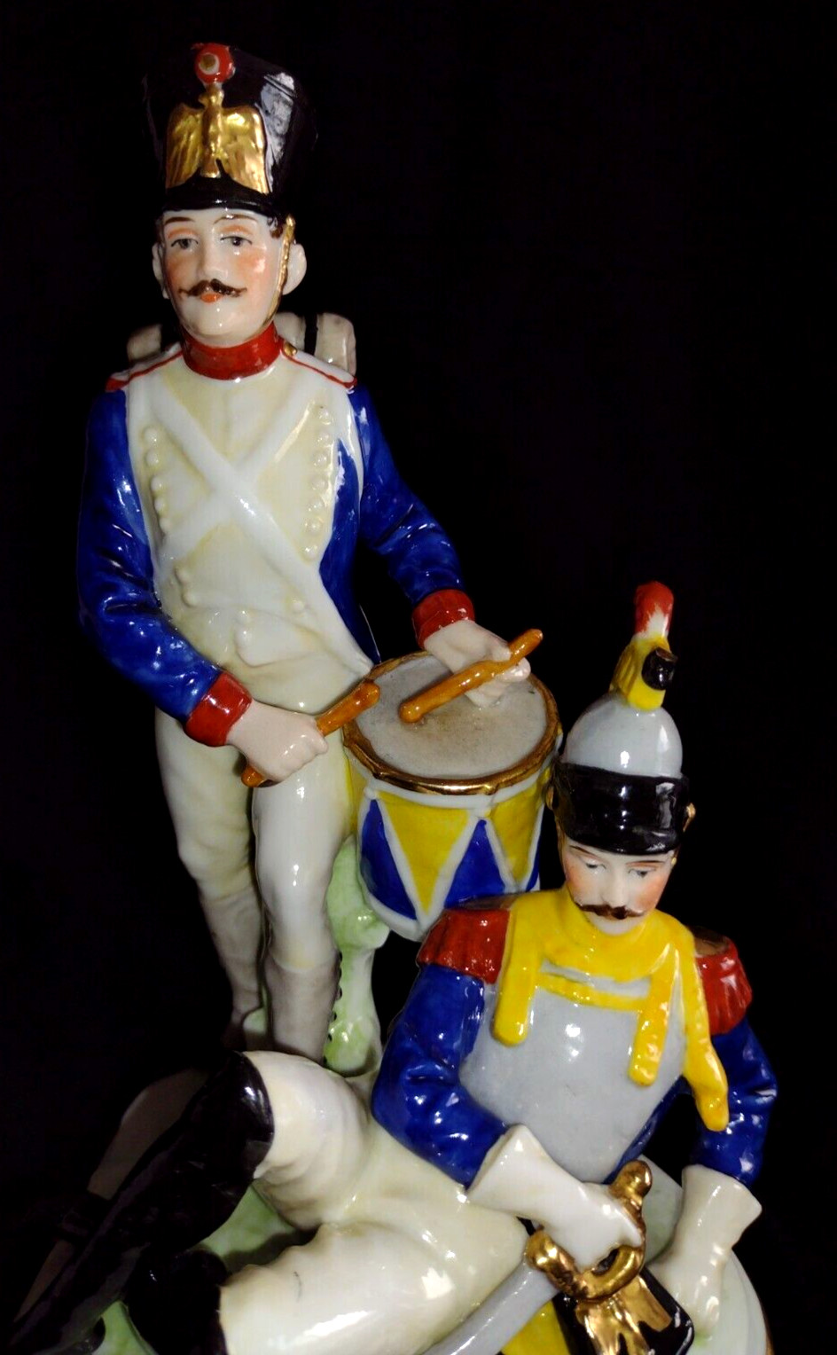 Antique Volkstedt E&A Muller Thuringia Hand Painted Figurine 2 French Soldiers