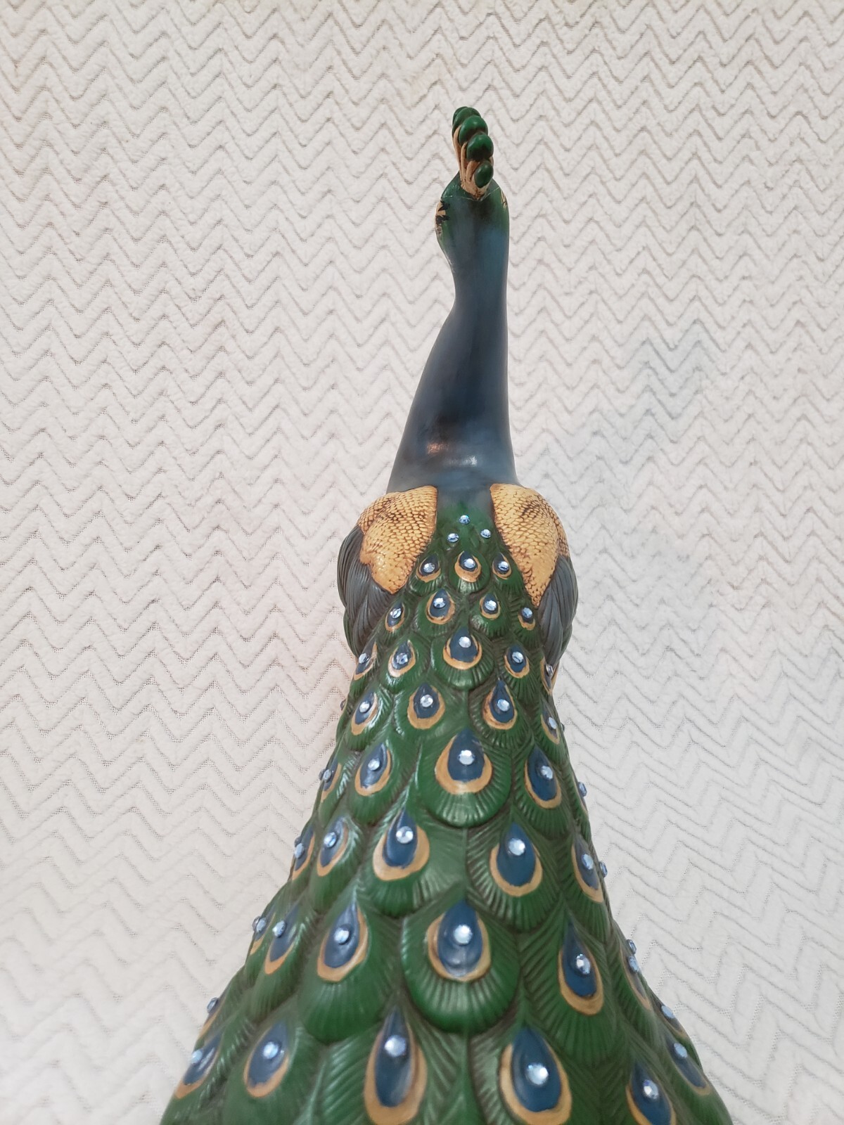 Lot Of 2 Holland Mold Peacock Hand Painted Ceramic Standing Non Lighted Decor