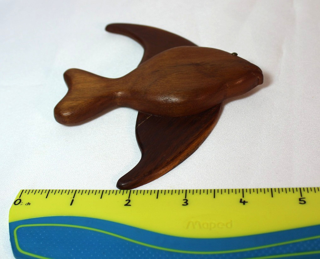 VTG Angel Fish Wall Hanging Plaque Hand Carved Wood Walnut Osage Orange Wood