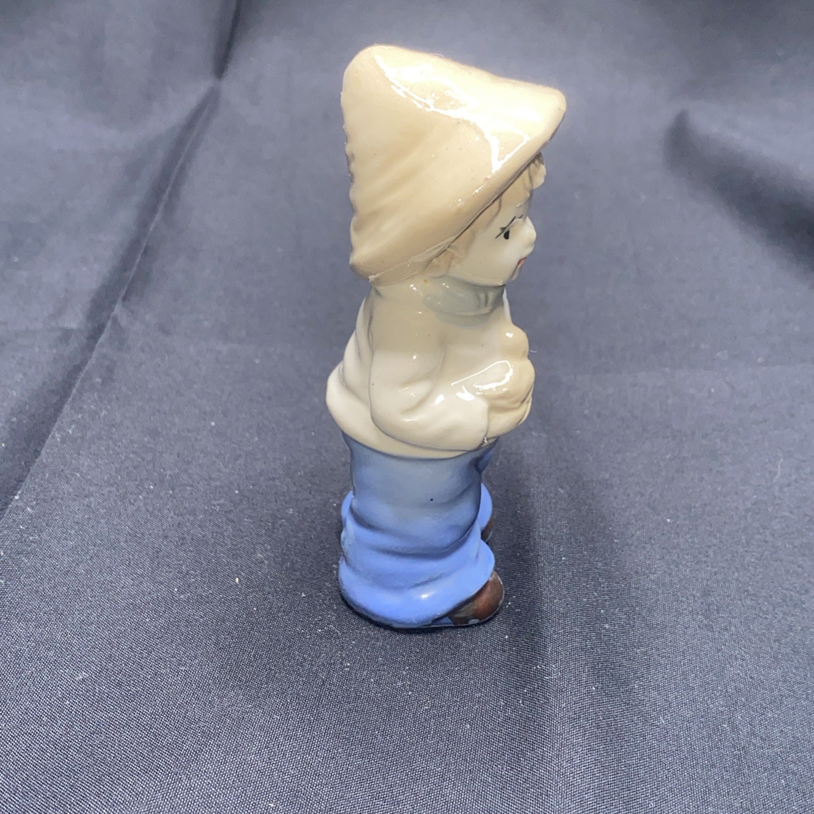 Vintage Figurine Porcelain Dutch Farm Boy Straw Hat Holding Bird Duck Chicken