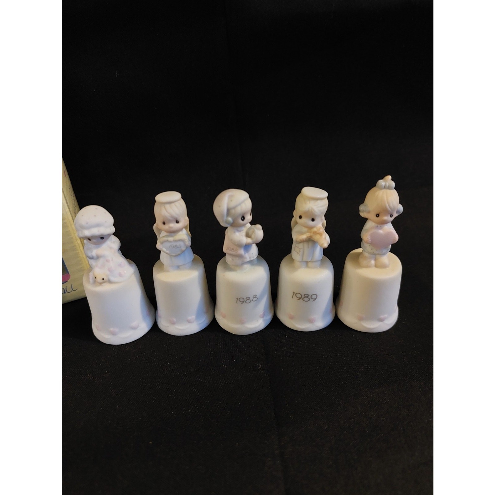 Precious Moments Thimble Figurines (Lot of 5) 1985, 1988, 1989, Plus 2 more