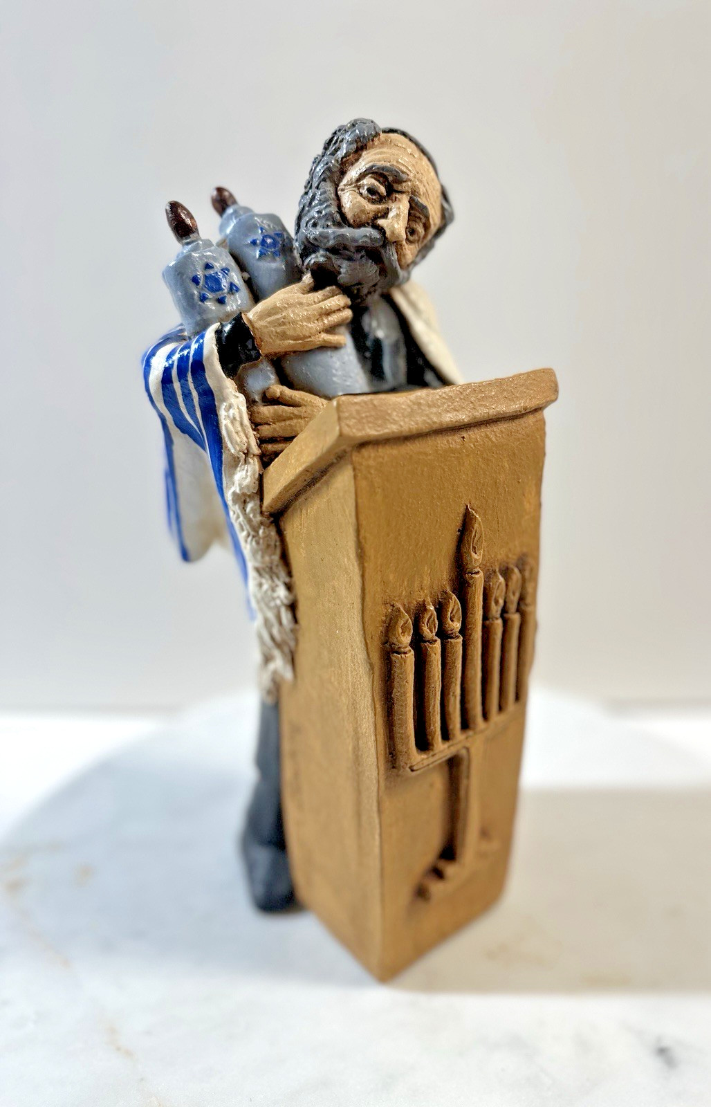 Vintage Judaica Rabbi Sculpture w/ Torah Scrolls | Signed Fran Baron | 124/500