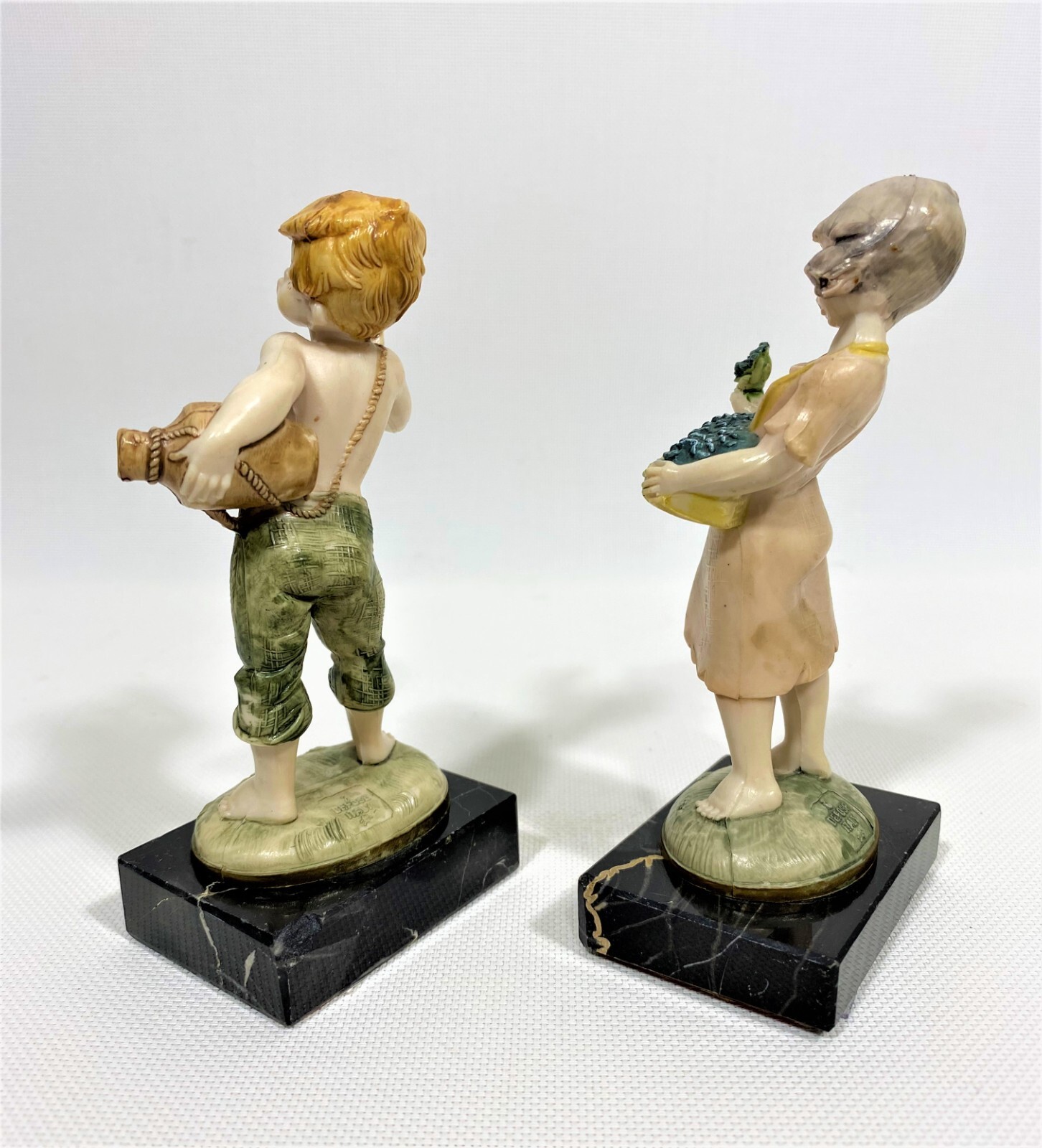 FONTANINI DEPOSE Polymer on Marble FLOWER GIRL / WATERBOY / NEOCLASSICAL GIRL
