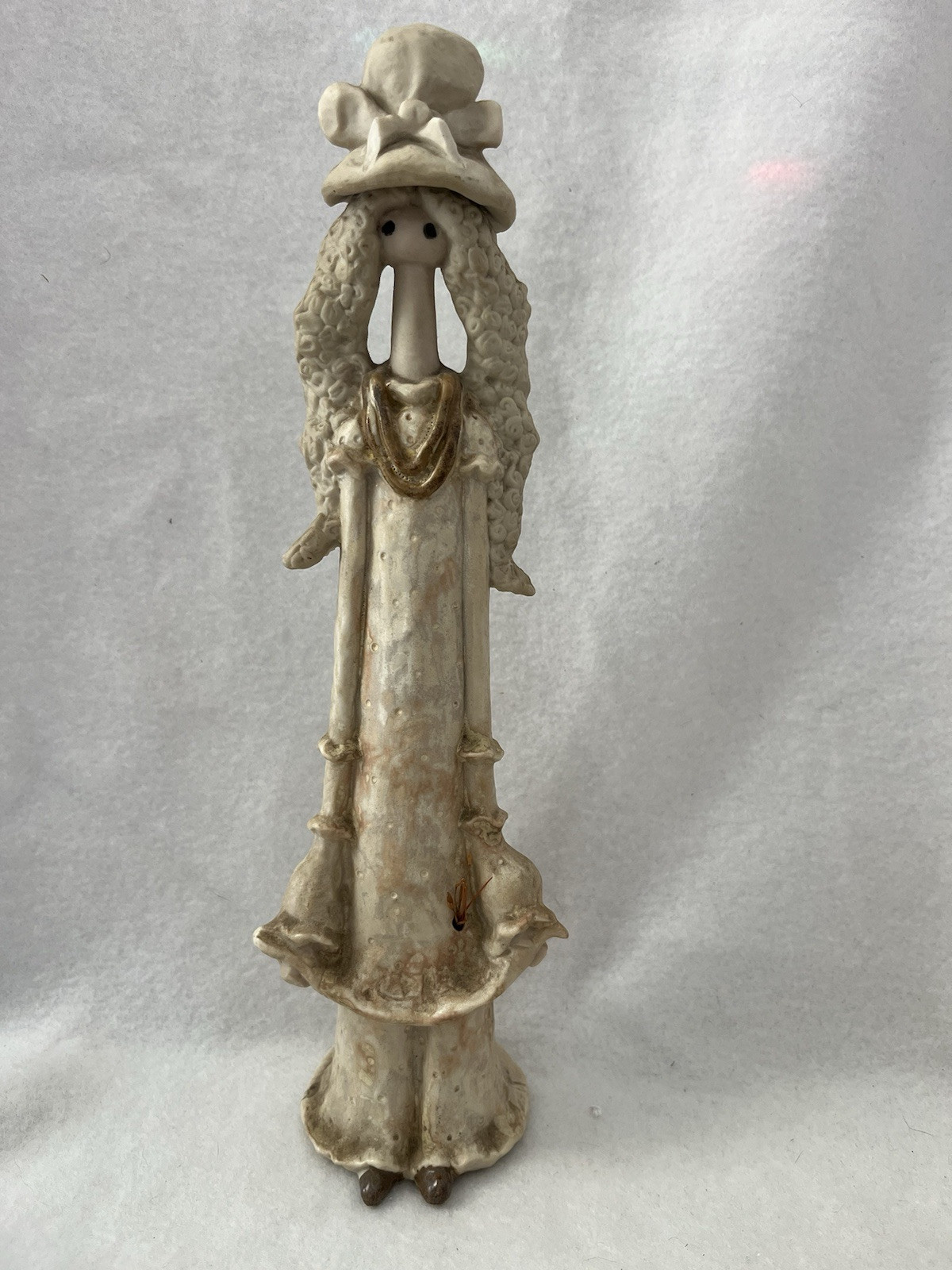 Vtg 1970s NAKA Tall Girl Figurine Japan 11″ Hippie Boho Lagenlook Artsy Decor