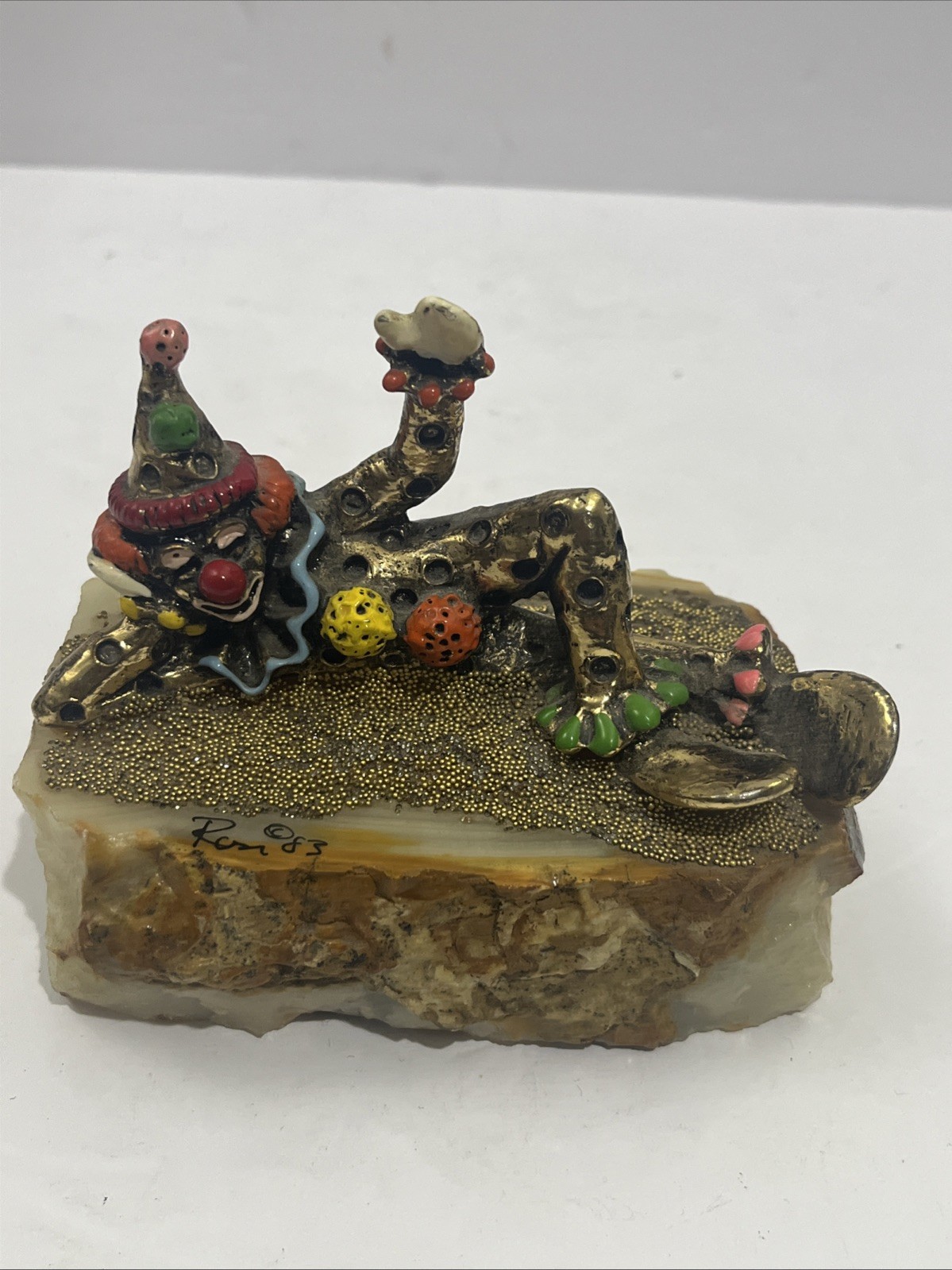 Vintage Ron Lee 1983 Sculptor Pinky The Clown Laying Down 24kt Plated Figurine
