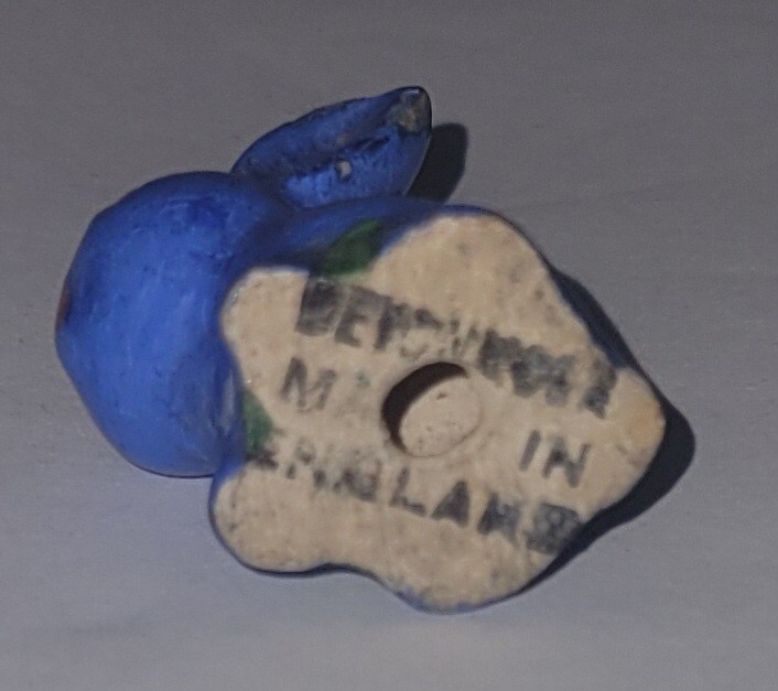 Vintage Miniature Made In England Blue Bunny Rabbit Figurine As/Is 1.25 X 0.5″