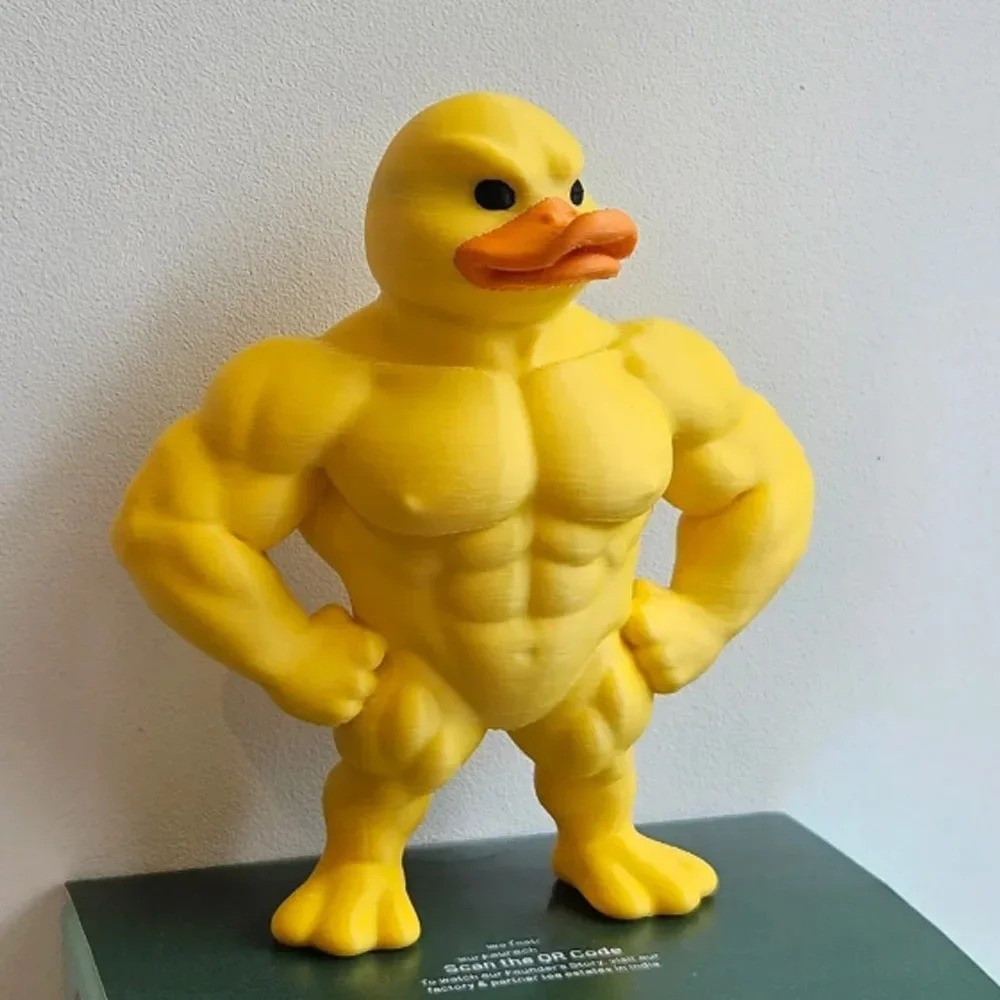 Muscle Duck Statue 3D Desktop Decor Cute Bookshelf Figurine Indoor Outdoor