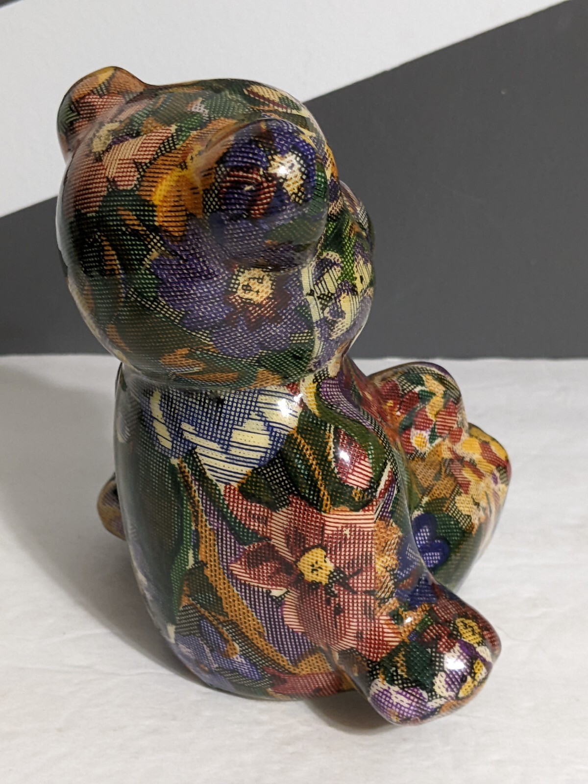 Patchwork Joan Baker Designs Floral Pattern Teddy Bear Figurine Shelf Sitter