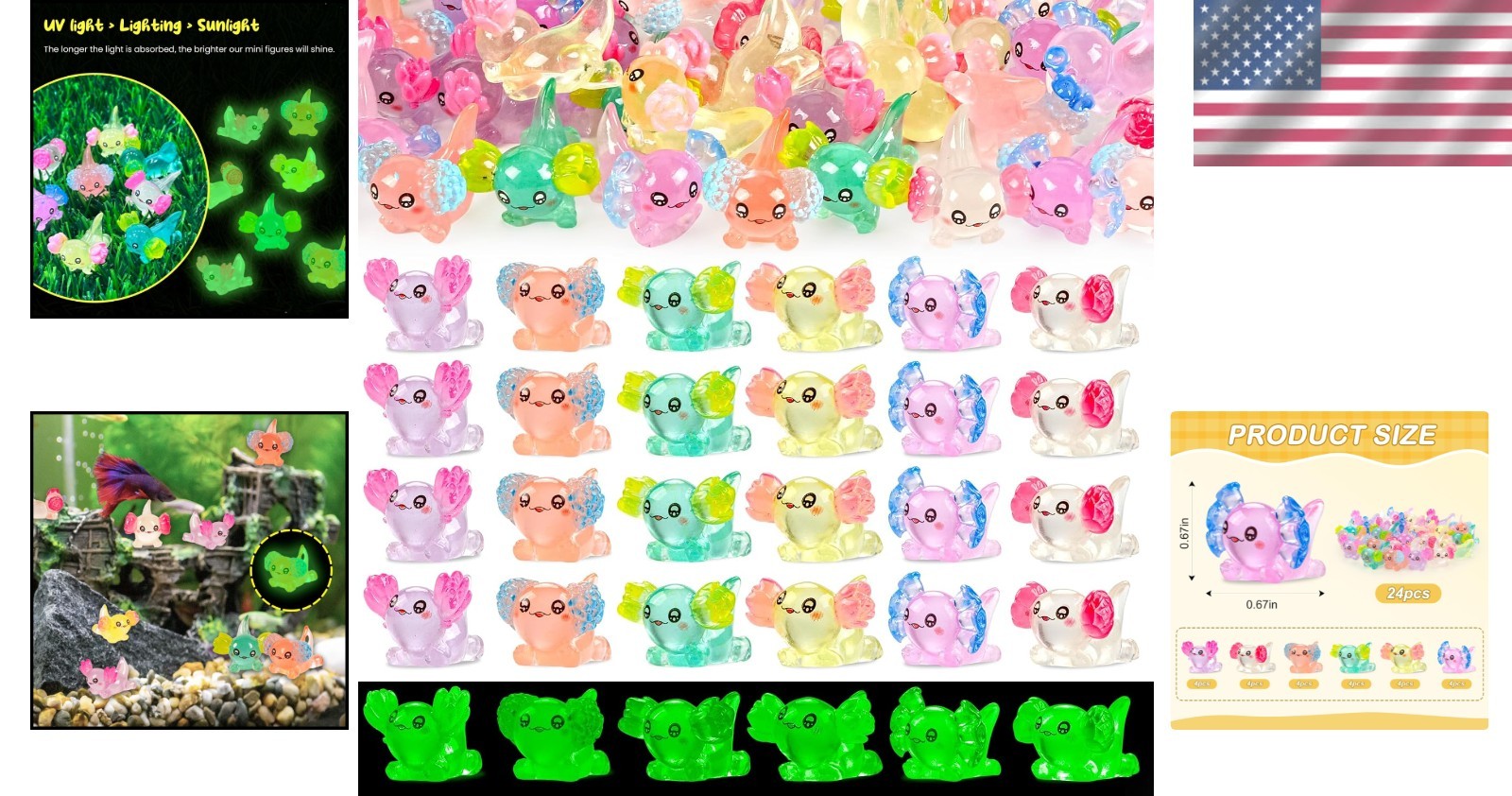 Whimsical 30pcs Mini Resin Axolotls – Luminous DIY Decorations for All Occasions