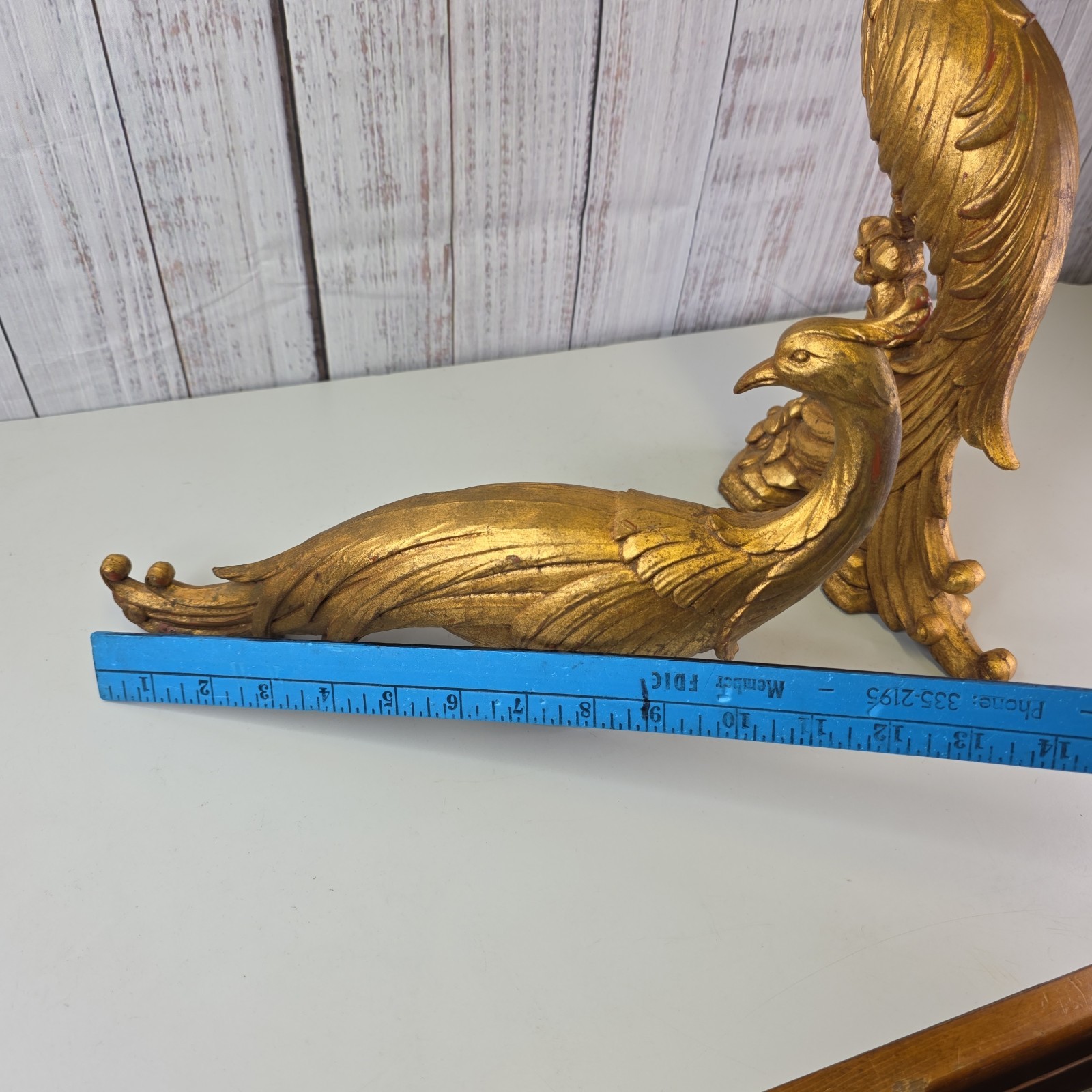 Vintage Gold Gilted Peacock Pair MCM Hollywood Regency Decor 2 Piece Figurine