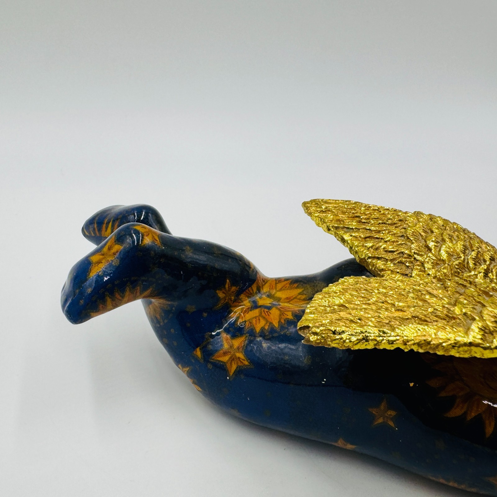 Joann Baker Celestial Cherub Angel Sun/Moon Gold Wings 9″ Blue/Gold Rare Vintage