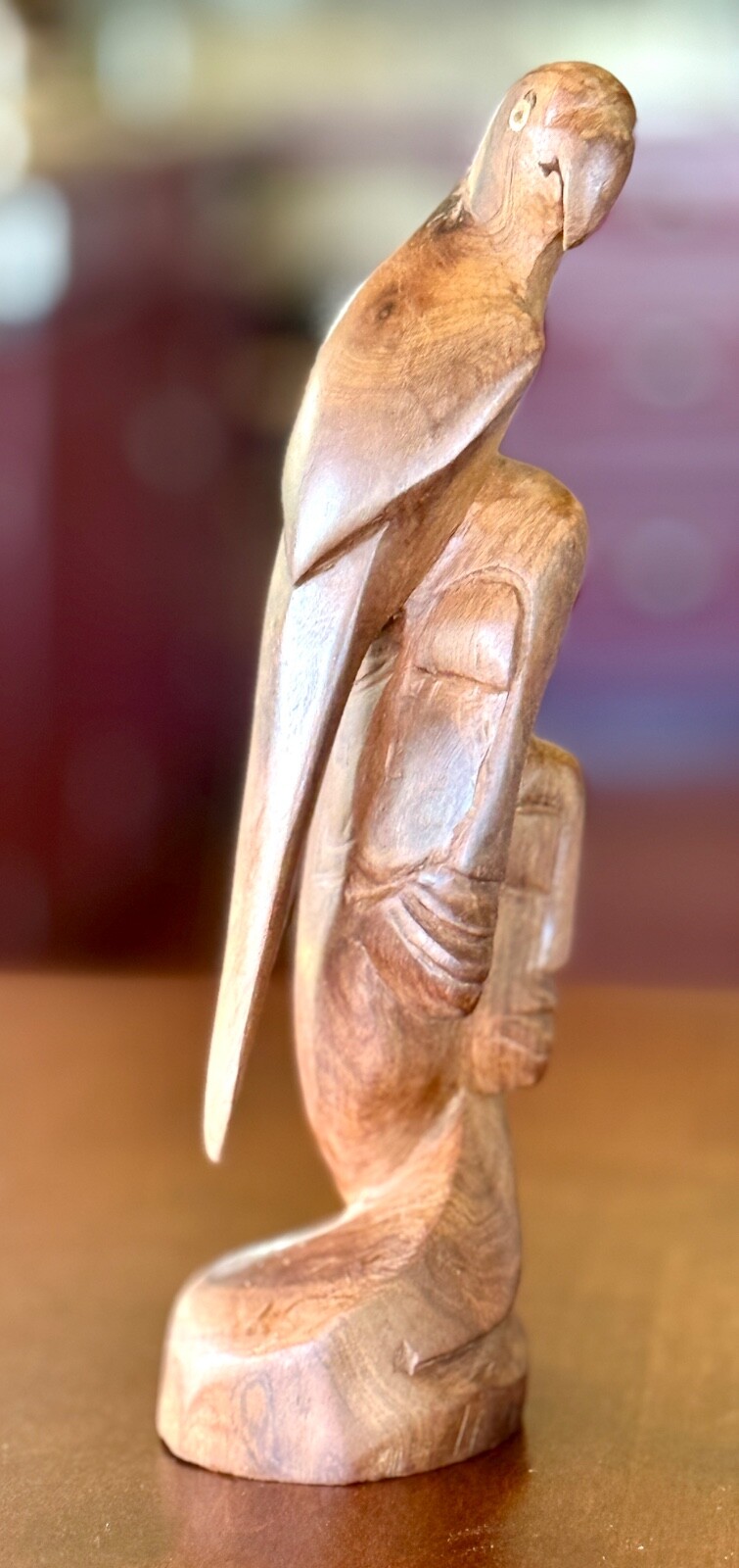 “McCaw and Polynesian Figure”- Hand Carved Wood Statue Made in Fiji