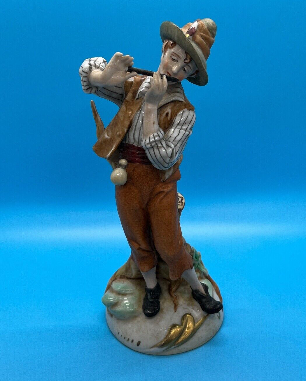 Vintage 8″ European Villager Boy With Flute. Andrea by Sadek #6054 Figurine