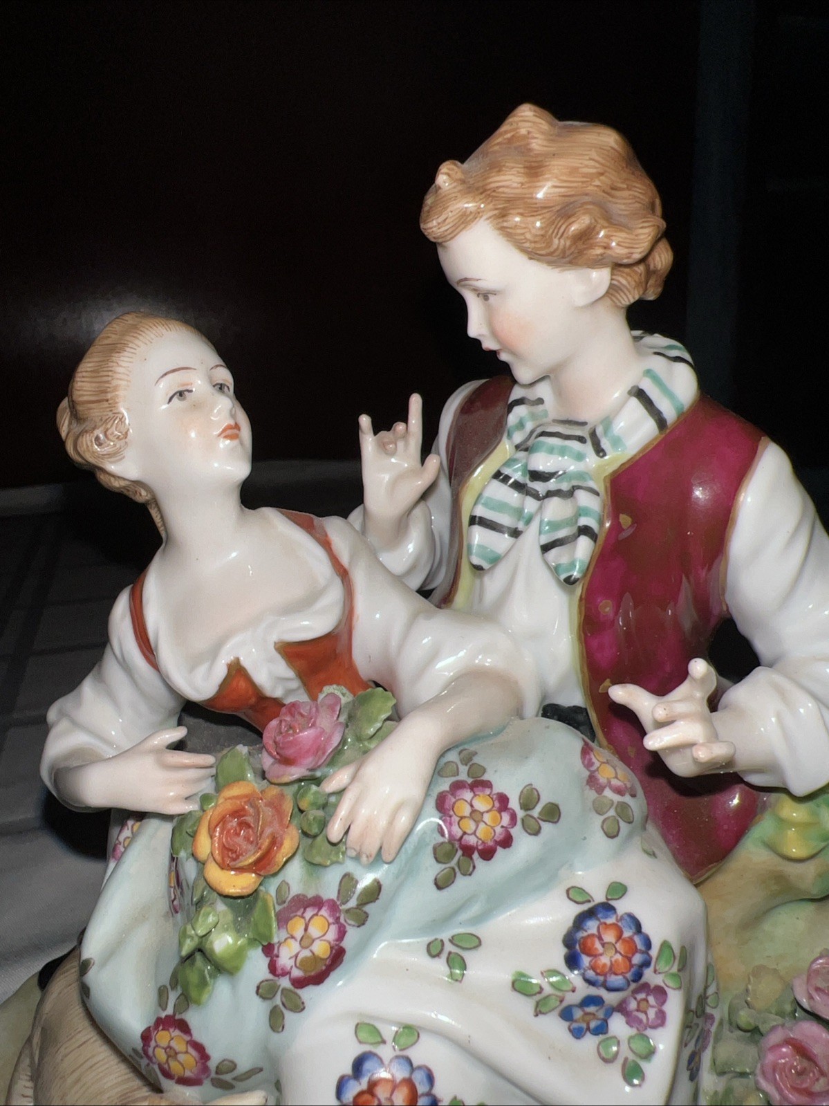 Antique Porcelain Courting Couple with Lamb with E & A Müller mark ?