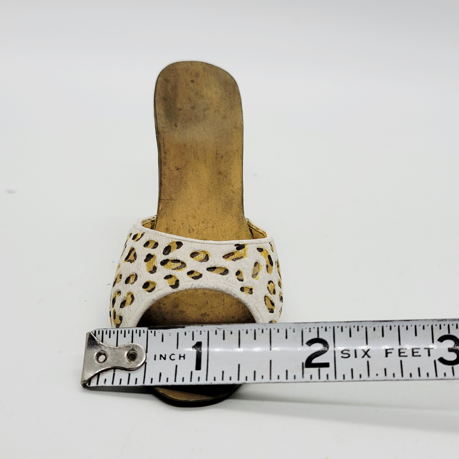 Miniature Resin Animal Print Shoe Figurine – High Heel Slip On