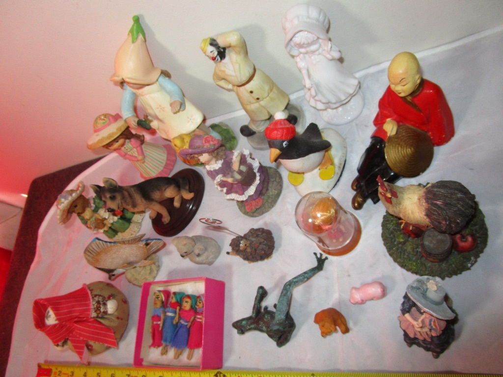 large variety box lot of 20 vintage collectible figurines people & animals
