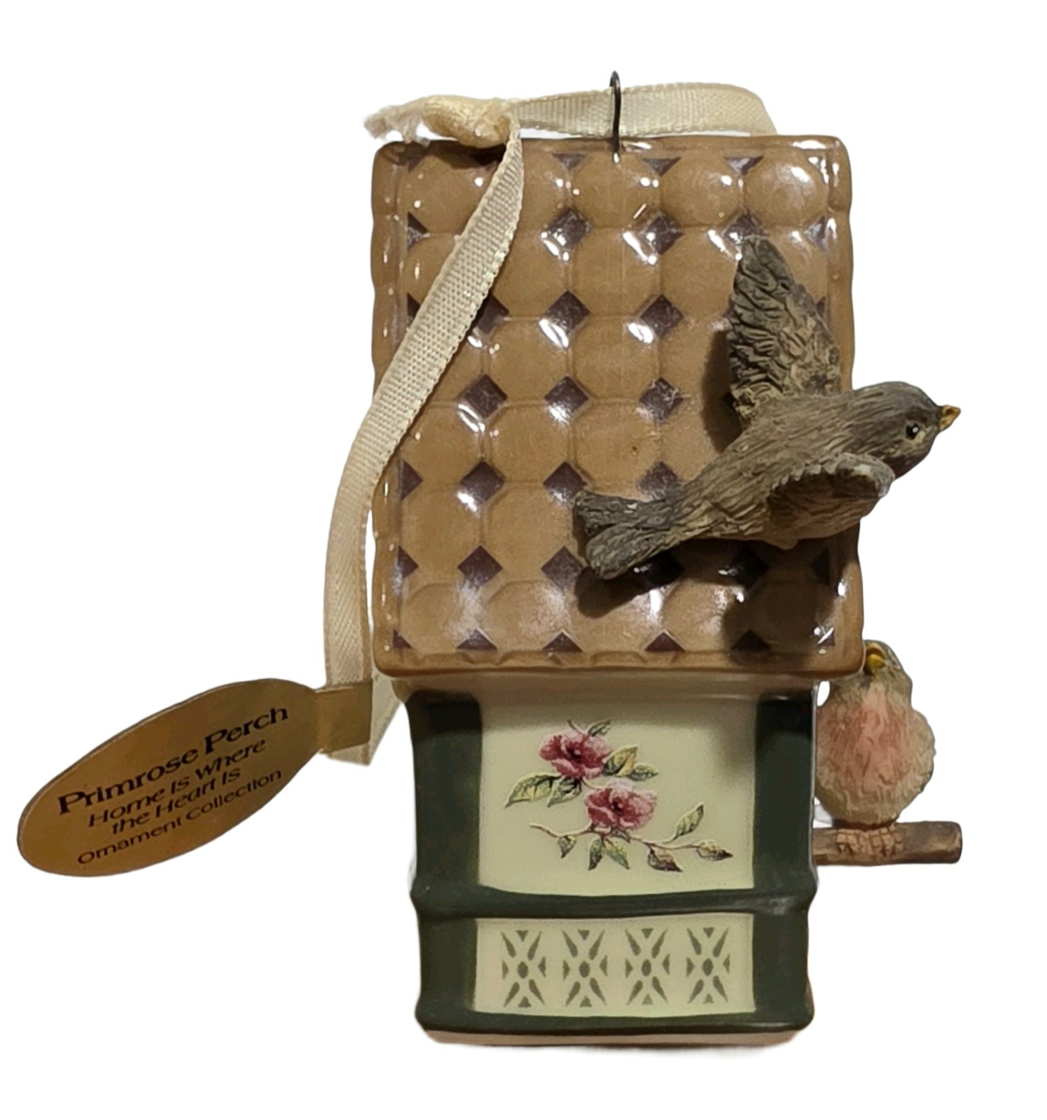 Bradford Editions 2 Heirloom Porcelain Bird Houses w Labels