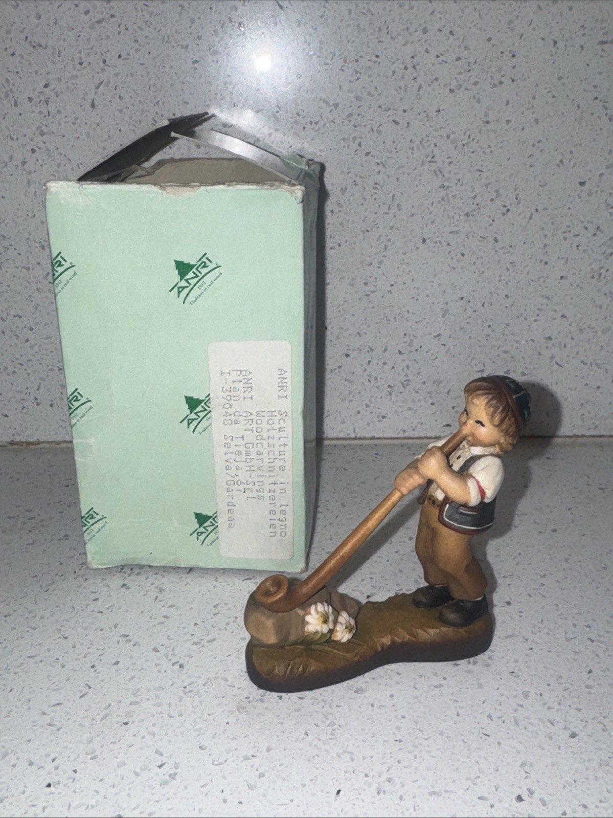 ANRI Ferrandiz Alpine Music Wood Boy Horn Figurine Ltd Ed 11/1500 Italy Carved
