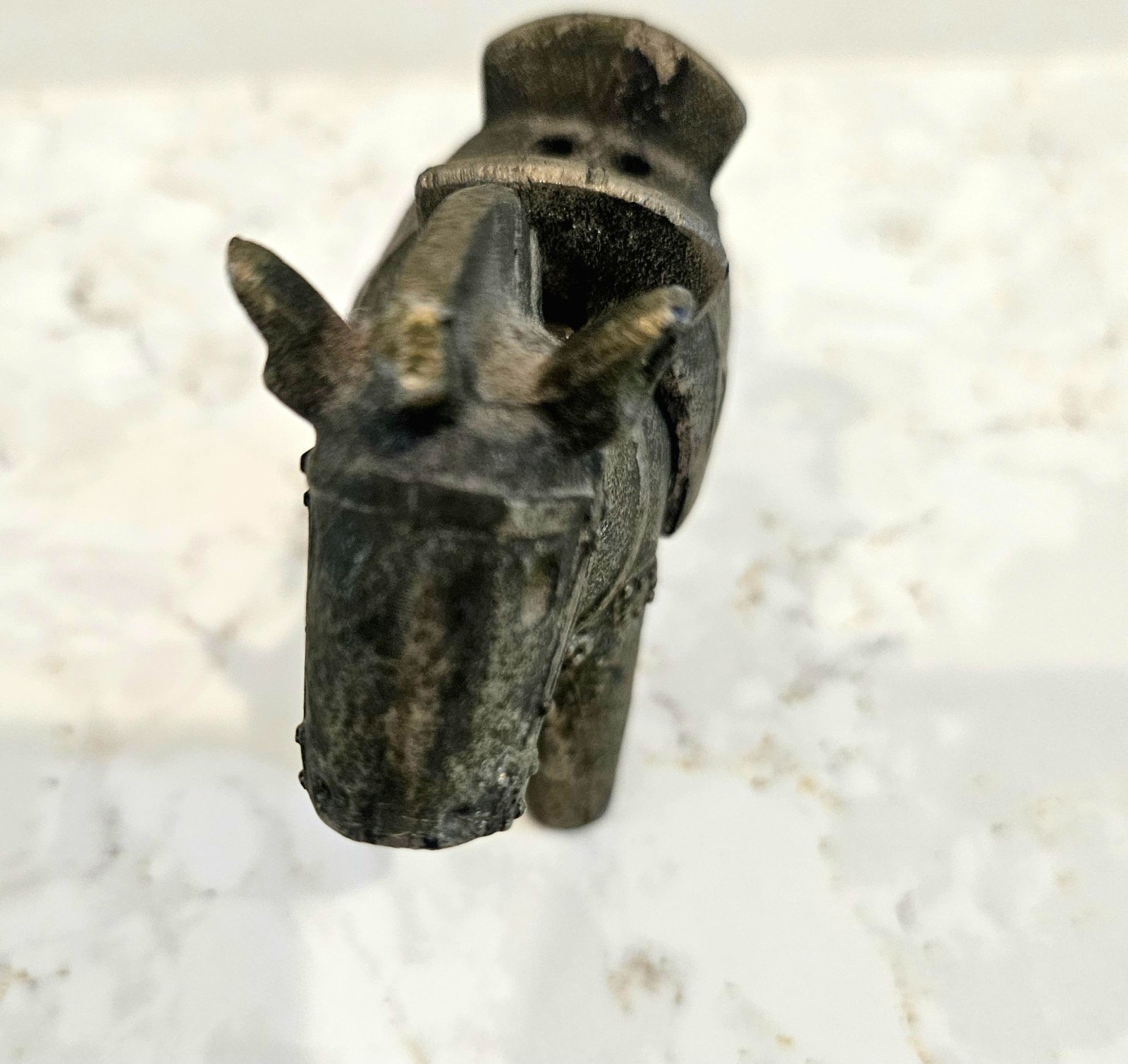 MCM Japanese Cast Metal Horse Toothpick Holder 3.75″ Marked, Removable Saddle