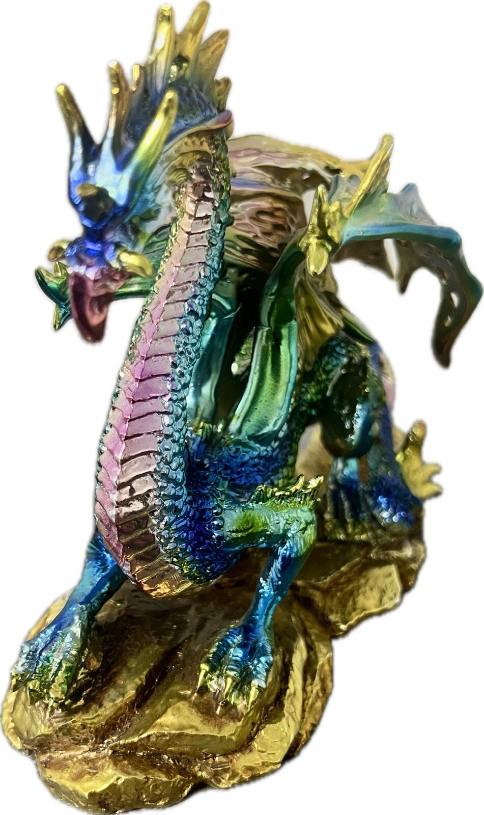 Dragon Figurine Iridescent Metallic Colors Large Medieval Fantasy Castle