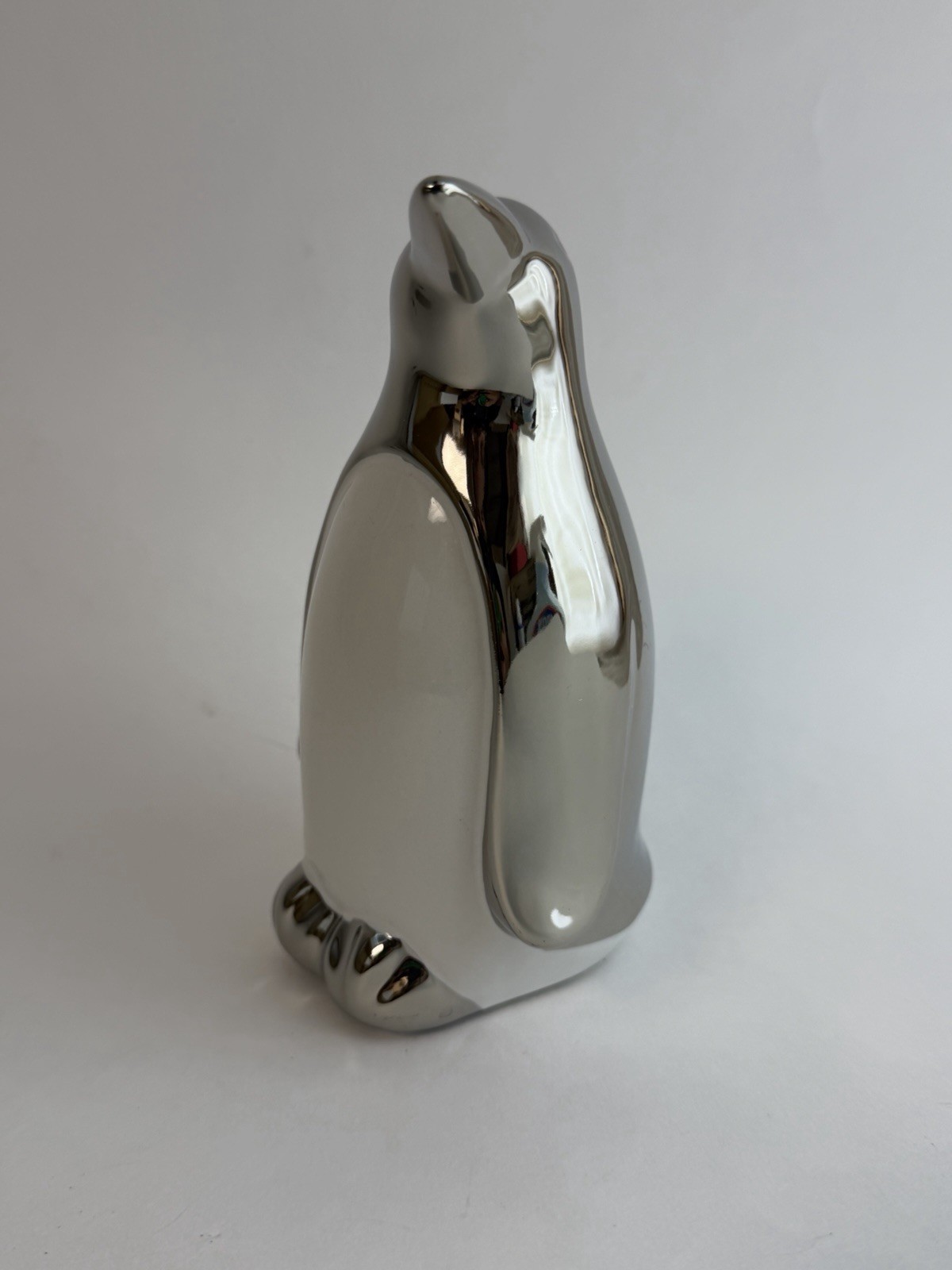Z Gallerie ~ 6” Silver / White Ceramic Penguin ~ NEW