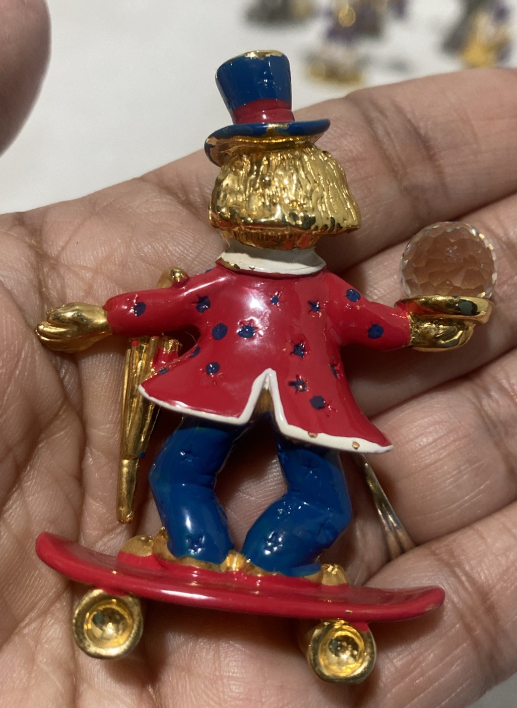 Spoontiques pewter with swarovski crystals . Circus Clown Figurines Set of 7