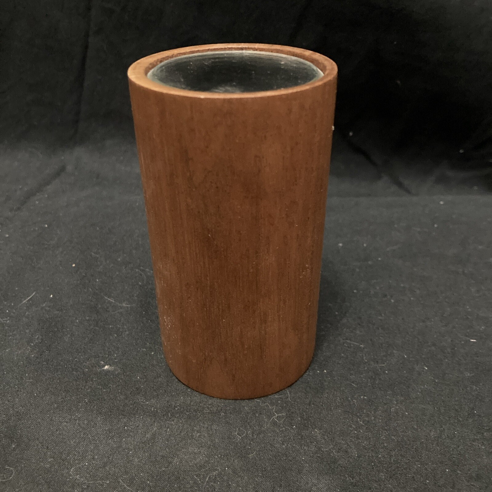 Wood Cylindrical Display Stand with Mirror Top For Crystal Figurine Display 4 In