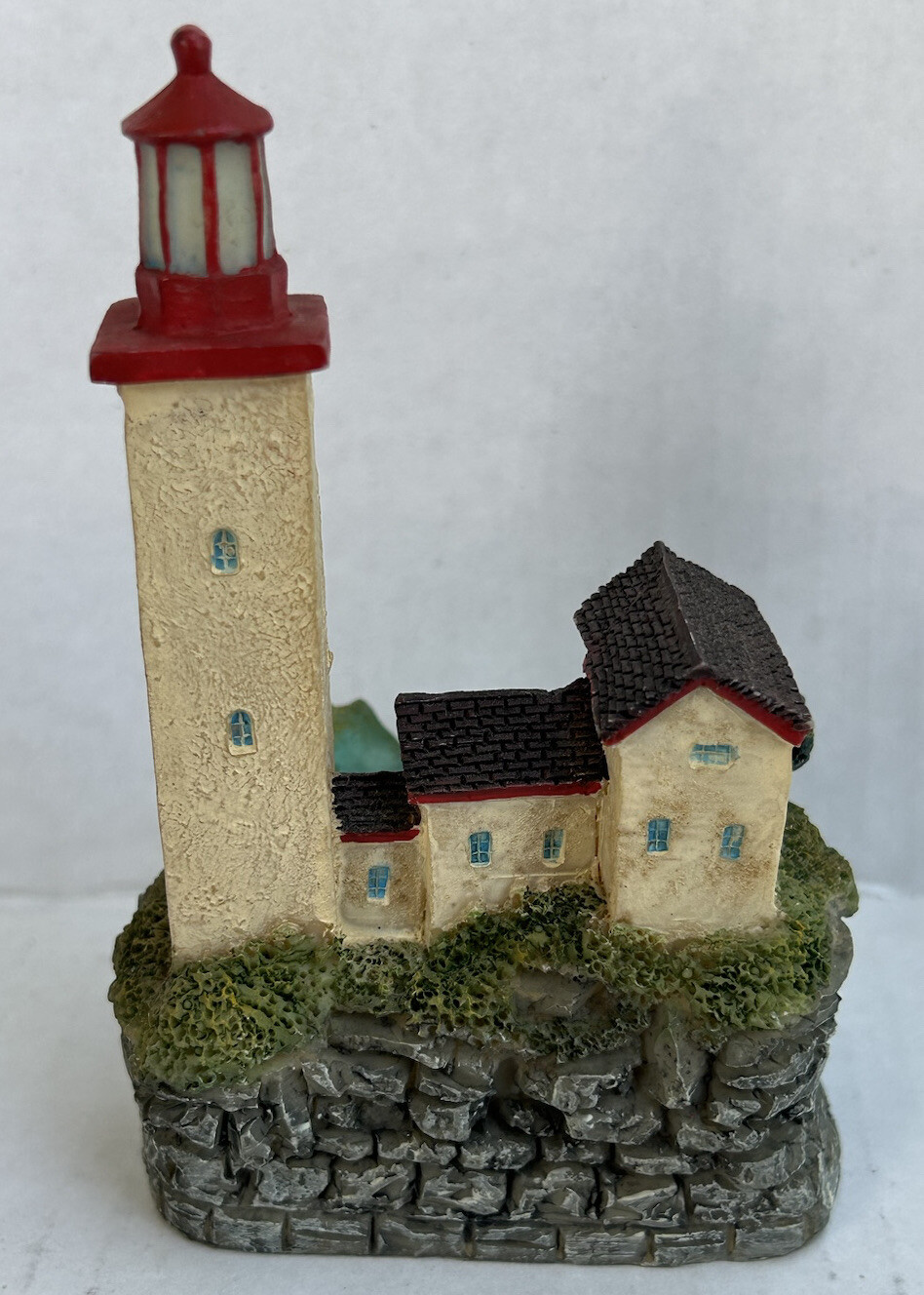 Light House Sculpture With House Ocean Sea Waves Book Shelf Decor