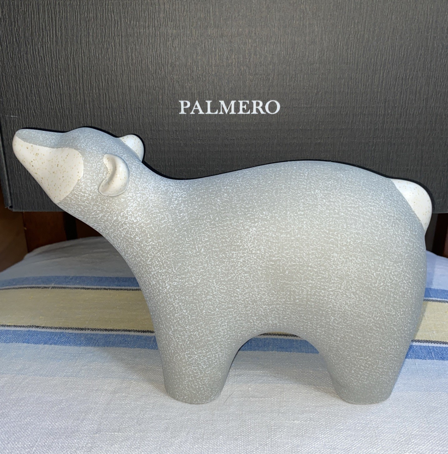 NIB Palmero Ceramic Menagarie Series- Piers Bear Figurine Gray and White