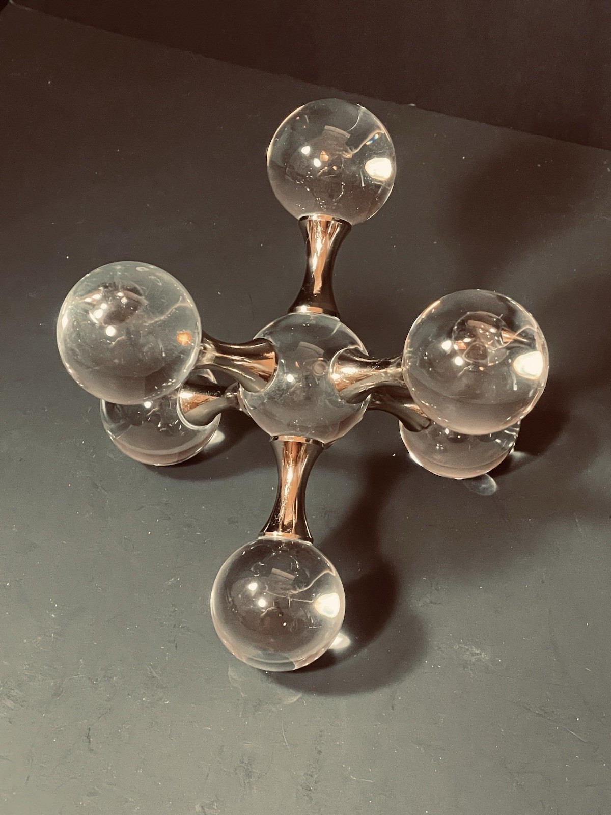 Crystal Glass Jack Sculpture Figurine Retro Art Decor Shelf Abstract Art 5”