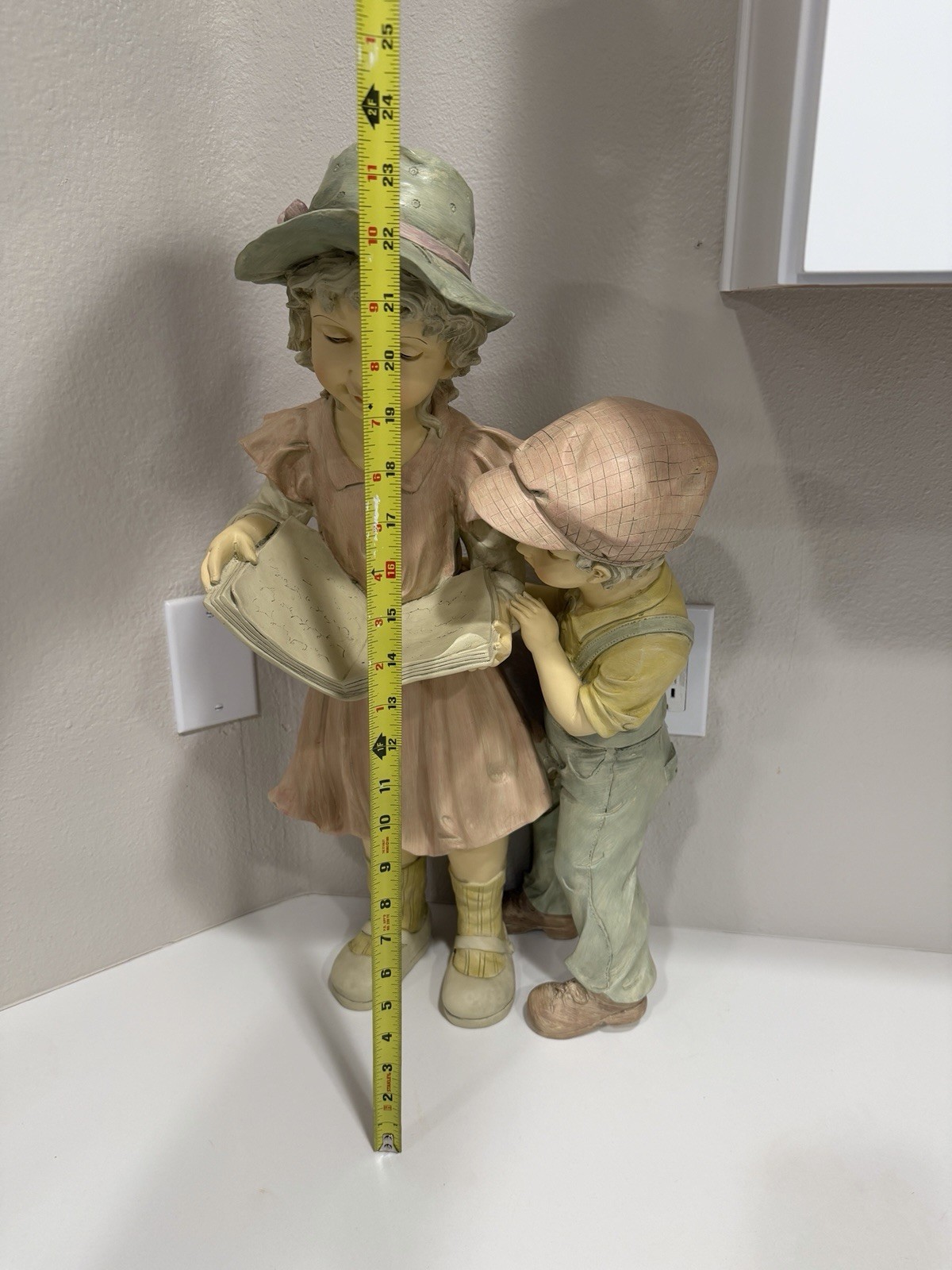 “Storytime” Children Statue – 23″ Girl and Boy Reading Book Garden Decor