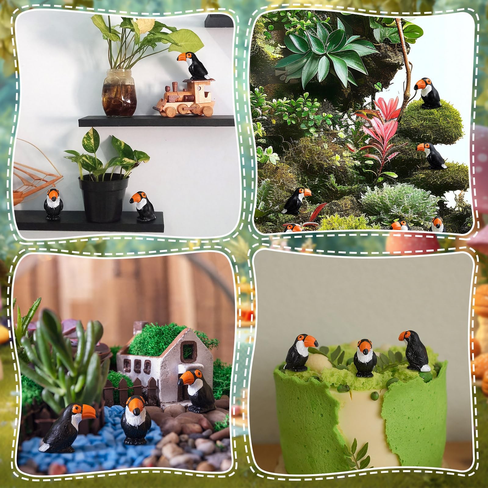 24 Pcs Miniature Tropical Parrot Figurines Resin Parrot Statue Tiny Bird Figu…